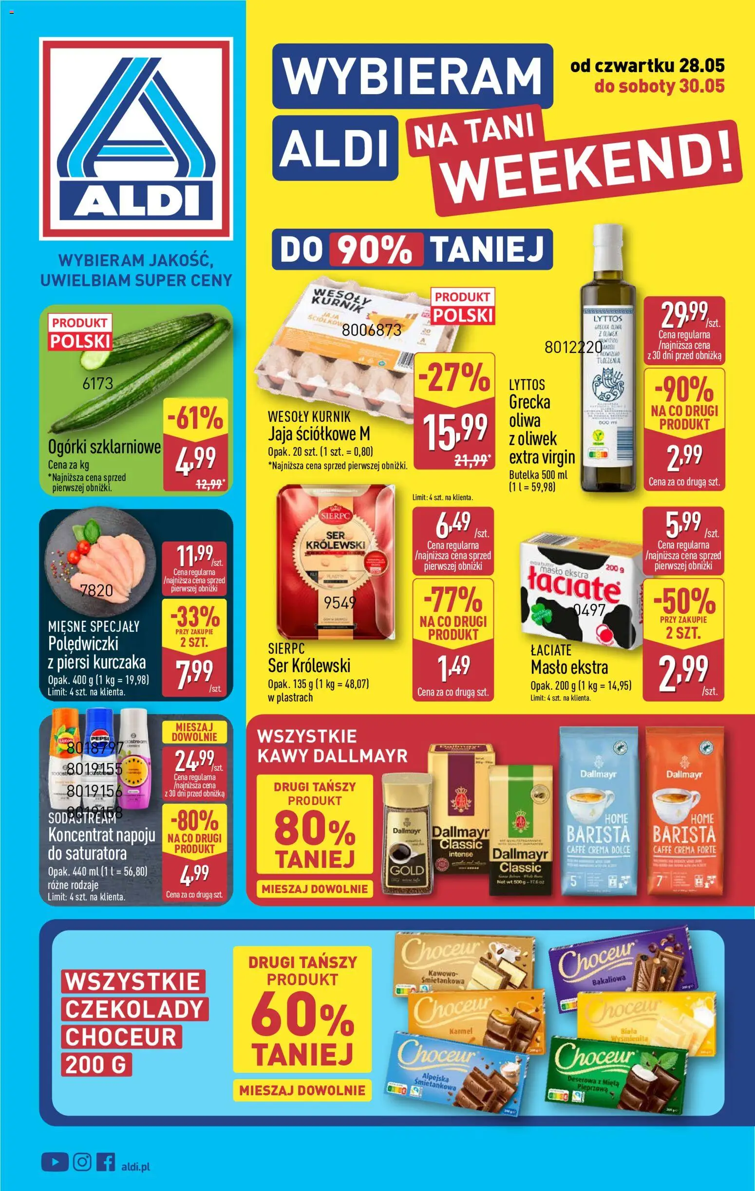 Aldi Polsko leták - Artykuły przemysłowe i tekstylia od 28.05.2026 | Strana: 1 | Produkty: Máslo, Sodastream, Crema, Caffè crema