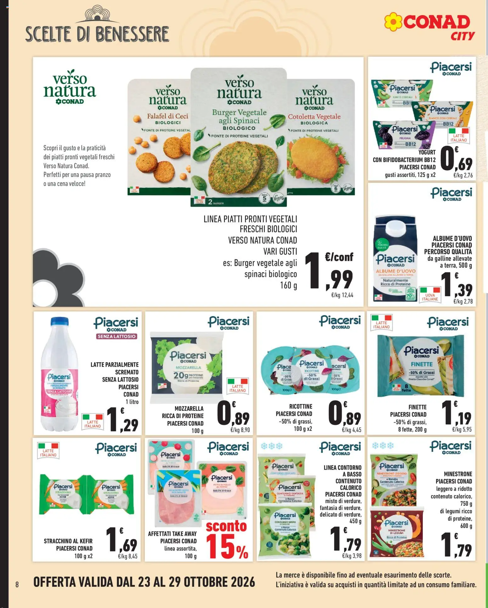 Volantino Conad del 23/10/2026 | Pagina: 8 | Prodotti: Yogurt, Ricotta, Terra, Senza lattosio