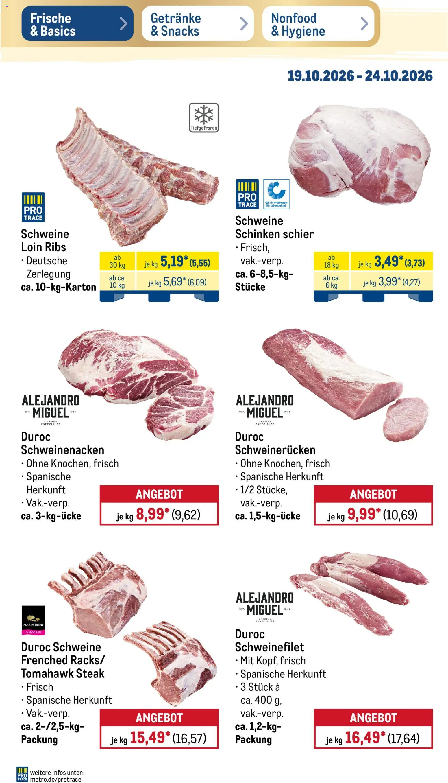Metro NonFood-Angebote – gültig ab 19.10.2026 | Seite: 34 | Produkte: Schweinenacken, Schweinerucken, Schinken, Steak
