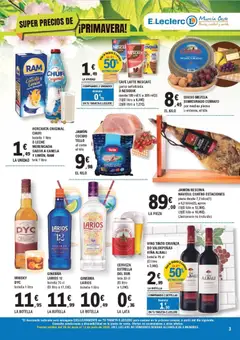 Vista previa E.Leclerc Murcia Oeste válido desde el 26.05.2026 | Página: 3 | Productos: Medias, Leche, Ginebra, Whisky