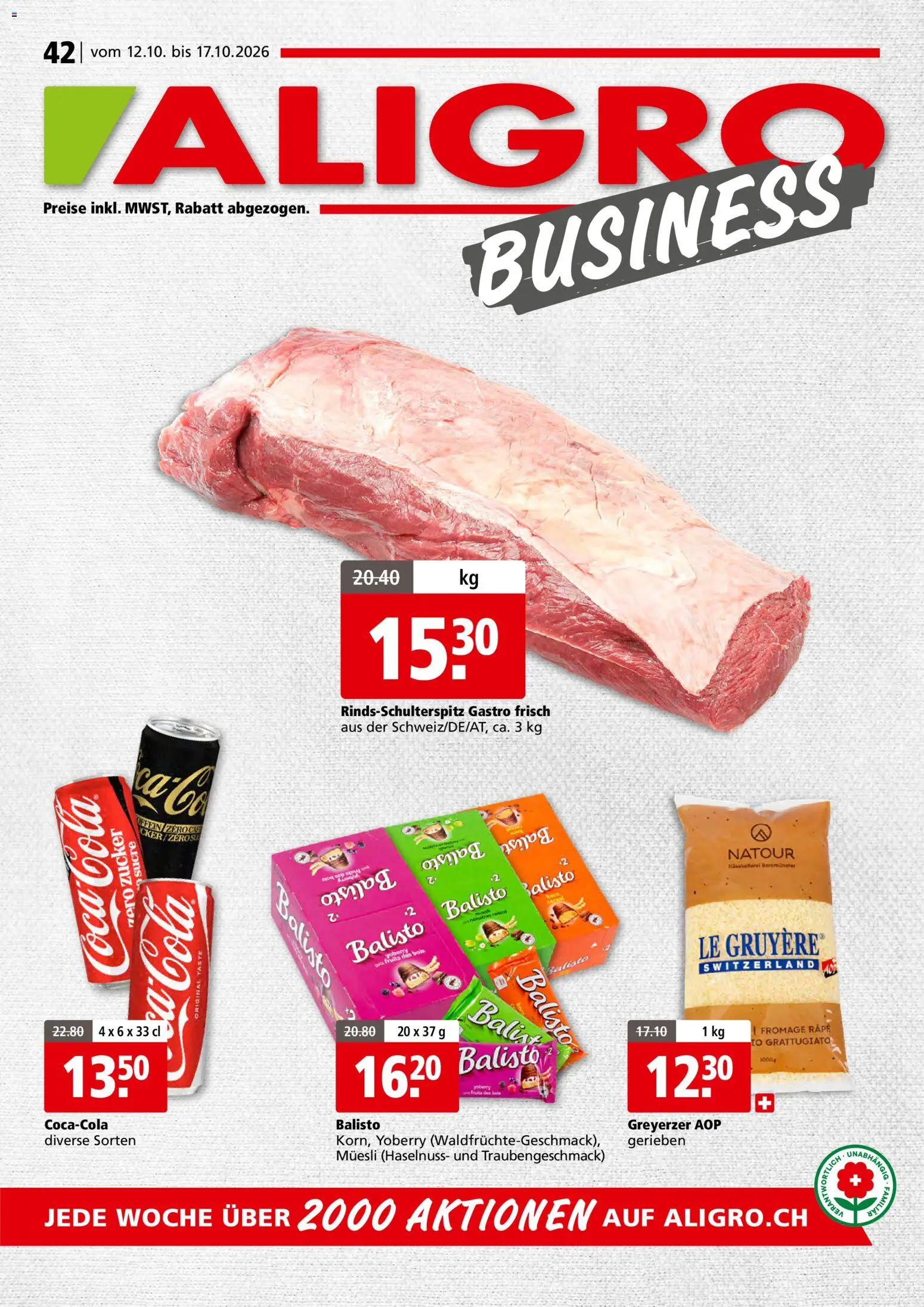 Aligro aktionen Business Schlieren, Gossau SG, Frauenfeld, Rapperswil-Jona, Sargans, Bern – gültig ab 12.10.2026 | Seite: 1 | Produkte: Zucker