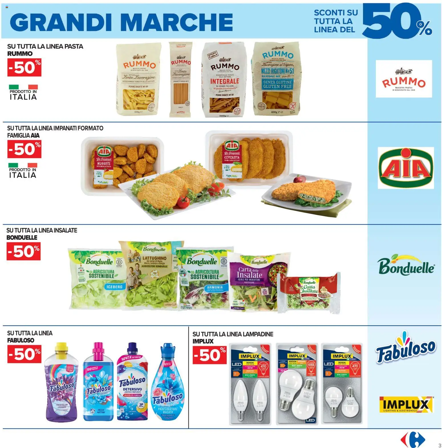 Volantino Carrefour del 15/09/2026 | Pagina: 3 | Prodotti: Senza glutine, Rigatoni, Pasta, Lampadine