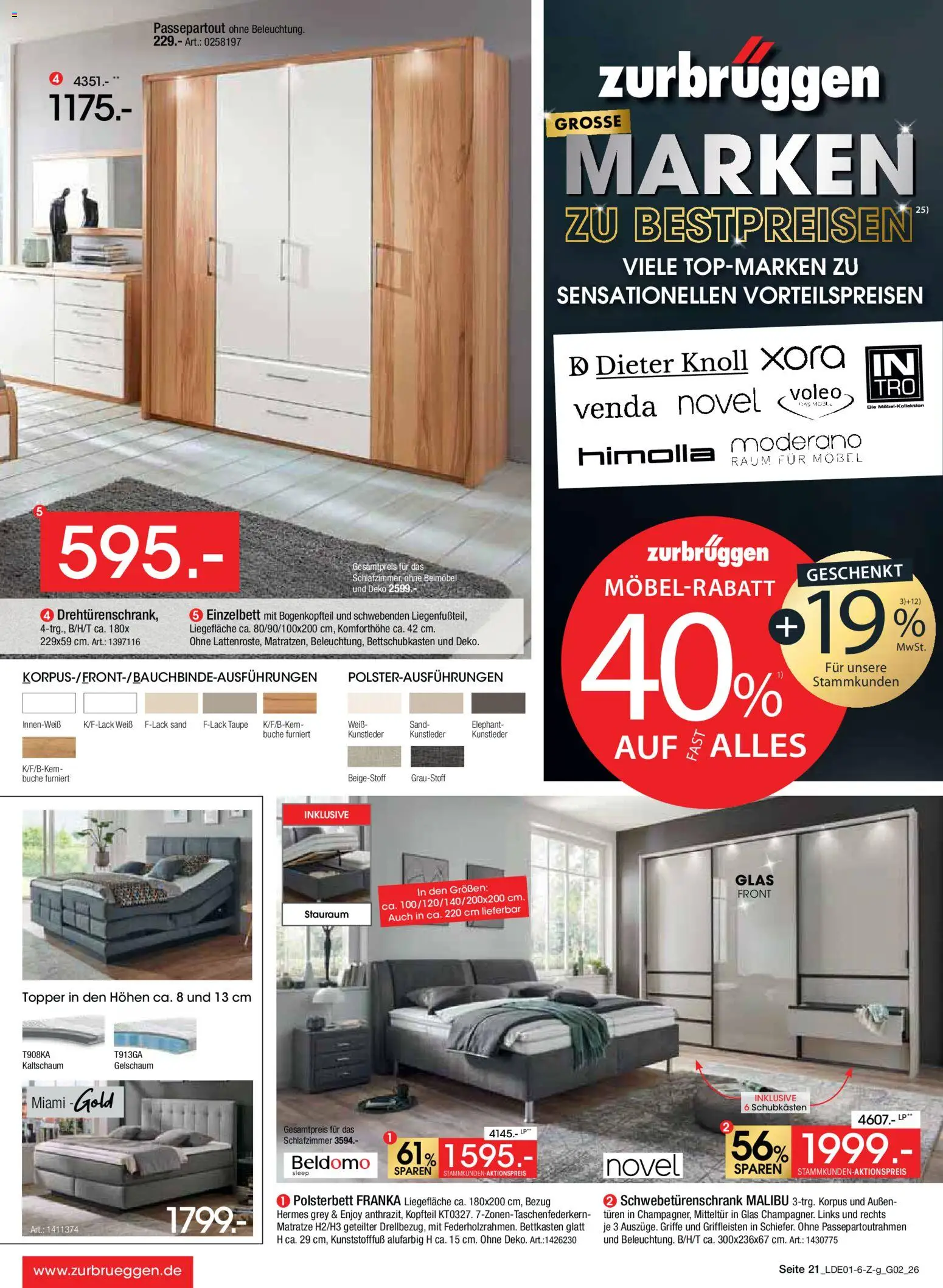 Zurbrüggen Große Marken-Sensation – gültig ab 31.01.2026 | Seite: 23 | Produkte: Matratze, Schwebetürenschrank, Polsterbett, Topper