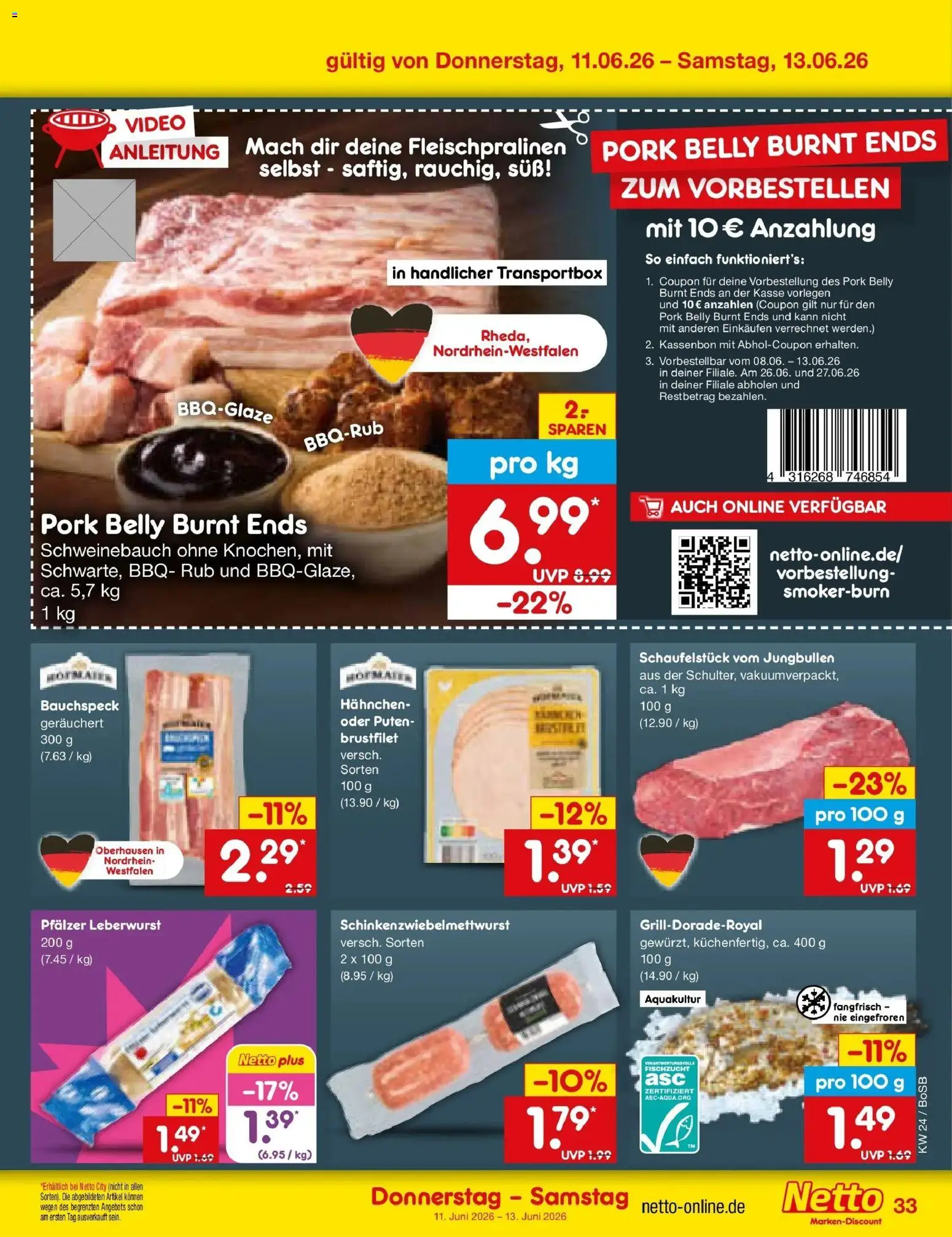 Netto Marken-Discount Prospekt Stadtlohn – gültig ab 08.06.2026 | Seite: 51 | Produkte: Hahnchen, Schweinebauch, Video