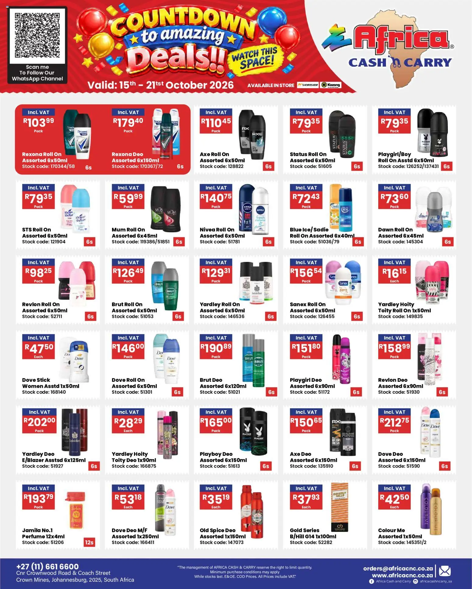 New Africa Cash & Carry catalogue – valid from 15/10/2026 | Page: 6 | Products: Watch, Perfume, Stock