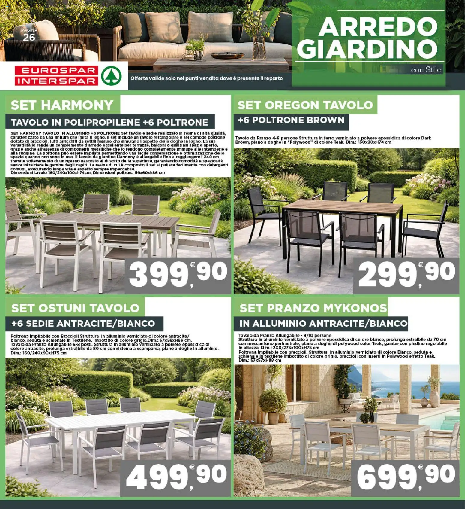 Volantino Interspar del 27.04.2026 | Pagina: 26 | Prodotti: Braccioli, Alluminio, Poltrona, Tavolo