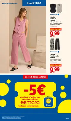 LIDL - Prévisualisation de ESMARA Pantalon en lin Premium, Du M au XL selon modèle - Ex. 70 % coton et 30 % lin L'unité au choix. valide à partir de 09/07/2026 | Page: 55