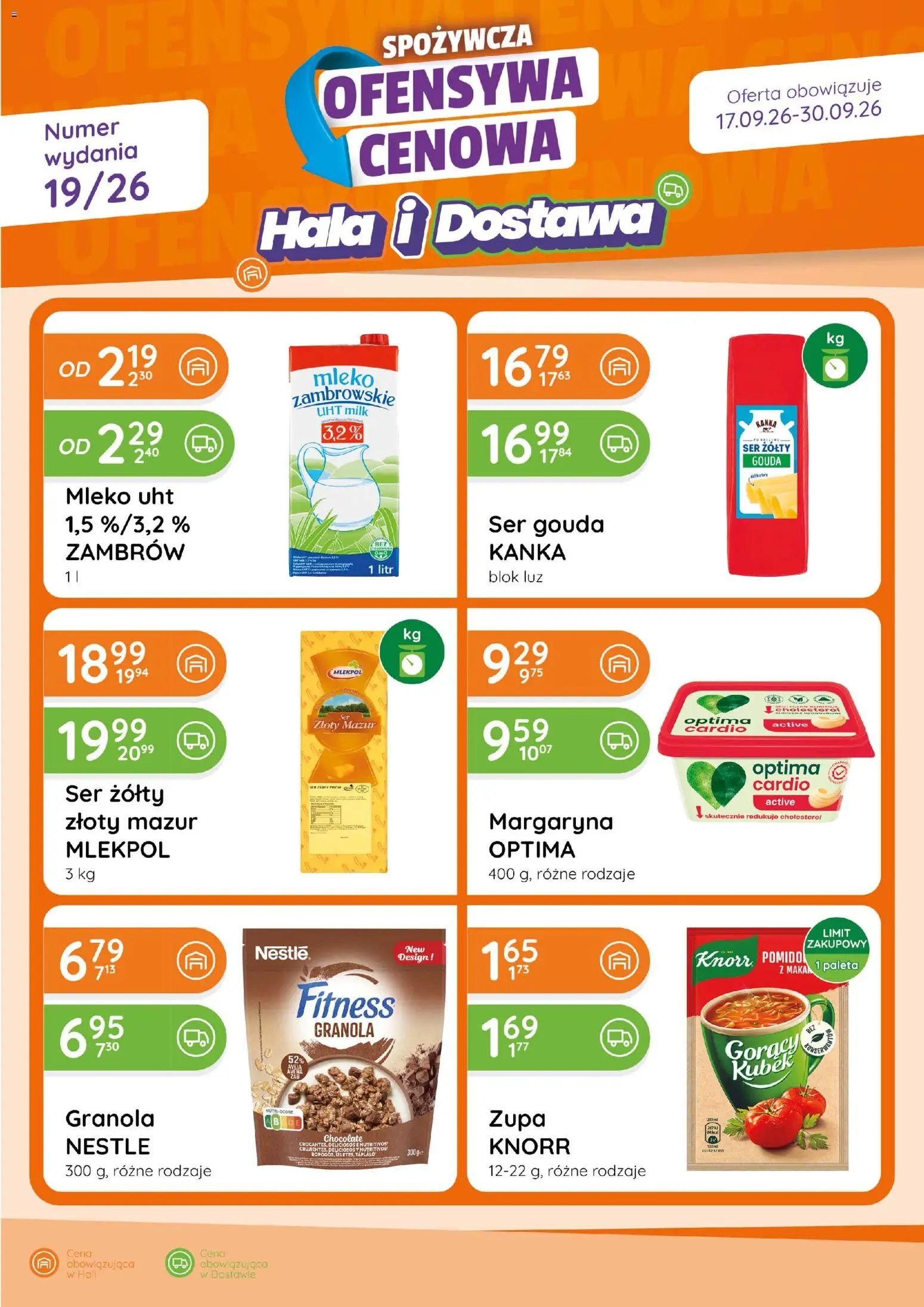 Eurocash gazetka - Ofensywa Spożywcza od 17.09.2026 | Strona: 1 | Produkty: Ser żółty, Granola, Mleko, Mleko UHT