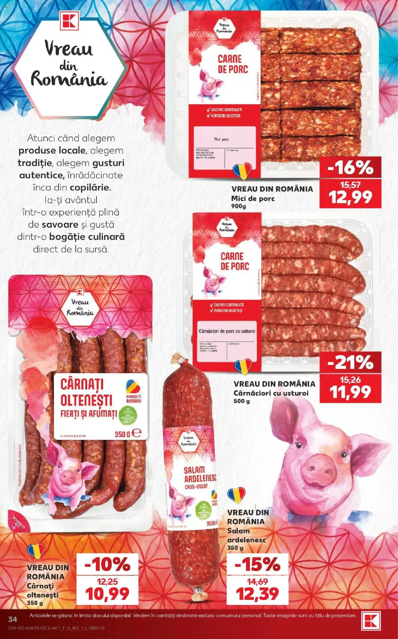 Noul catalog Kaufland – valabil de la 23.09.2026 | Pagină: 34 | Produse: Mici, Salam, Carne De Porc, Usturoi