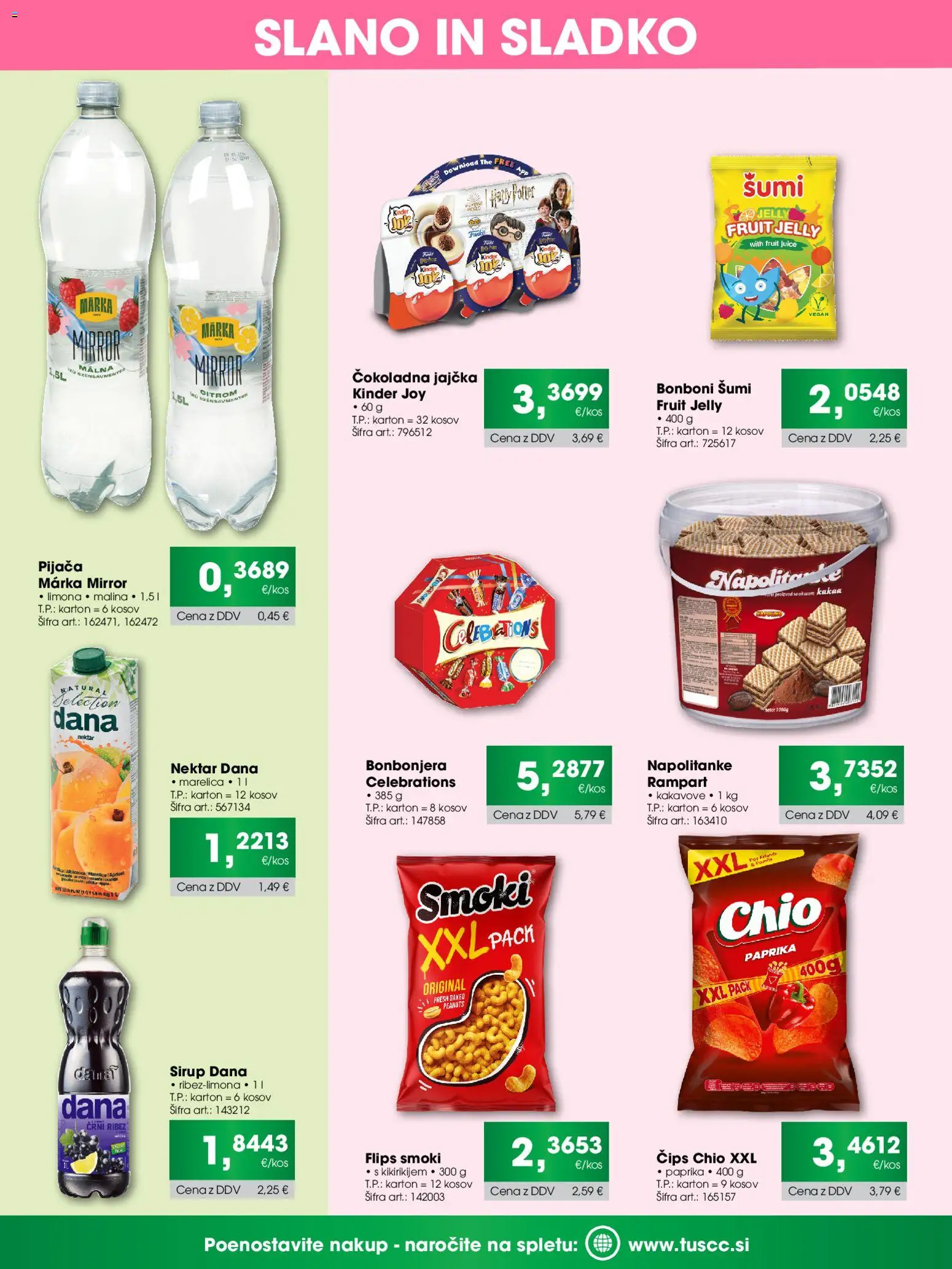 Novi Tuš katalog ponudbe – veljaven od 20.07.2026 | Stran: 3 | Izdelki: Bonboni, Sirup, Ribez, Cips
