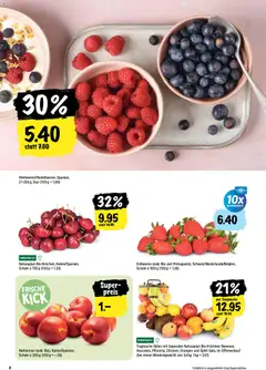 Tragtasche füllen mit folgenden Naturaplan Bio-Früchten: Bananen, Avocados, Pfirsiche, Zitronen, Orangen und Äpfel Gala, im Offenverkauf, (bei einem Mindestgewicht von 3,4 kg: 1kg = 3.81) ab 21.05.2026 gültig | Seite: 2 | Produkte: Nektarinen, Äpfel, Orangen, Erdbeeren