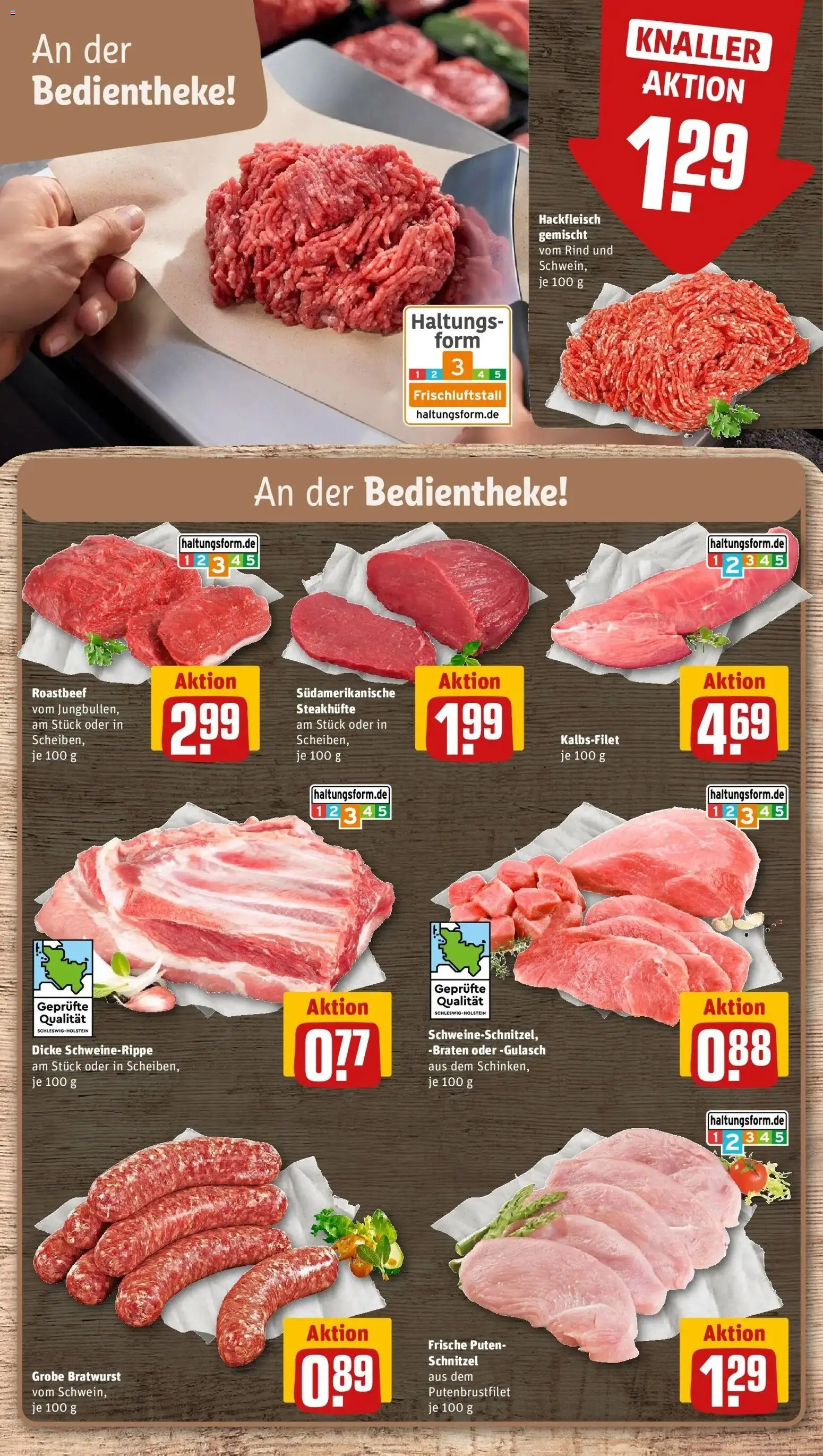 REWE Prospekt ab 10.08.2026 zum Blättern » Angebote | Seite: 6 | Produkte: Bratwurst, Schnitzel, Roastbeef, Gulasch