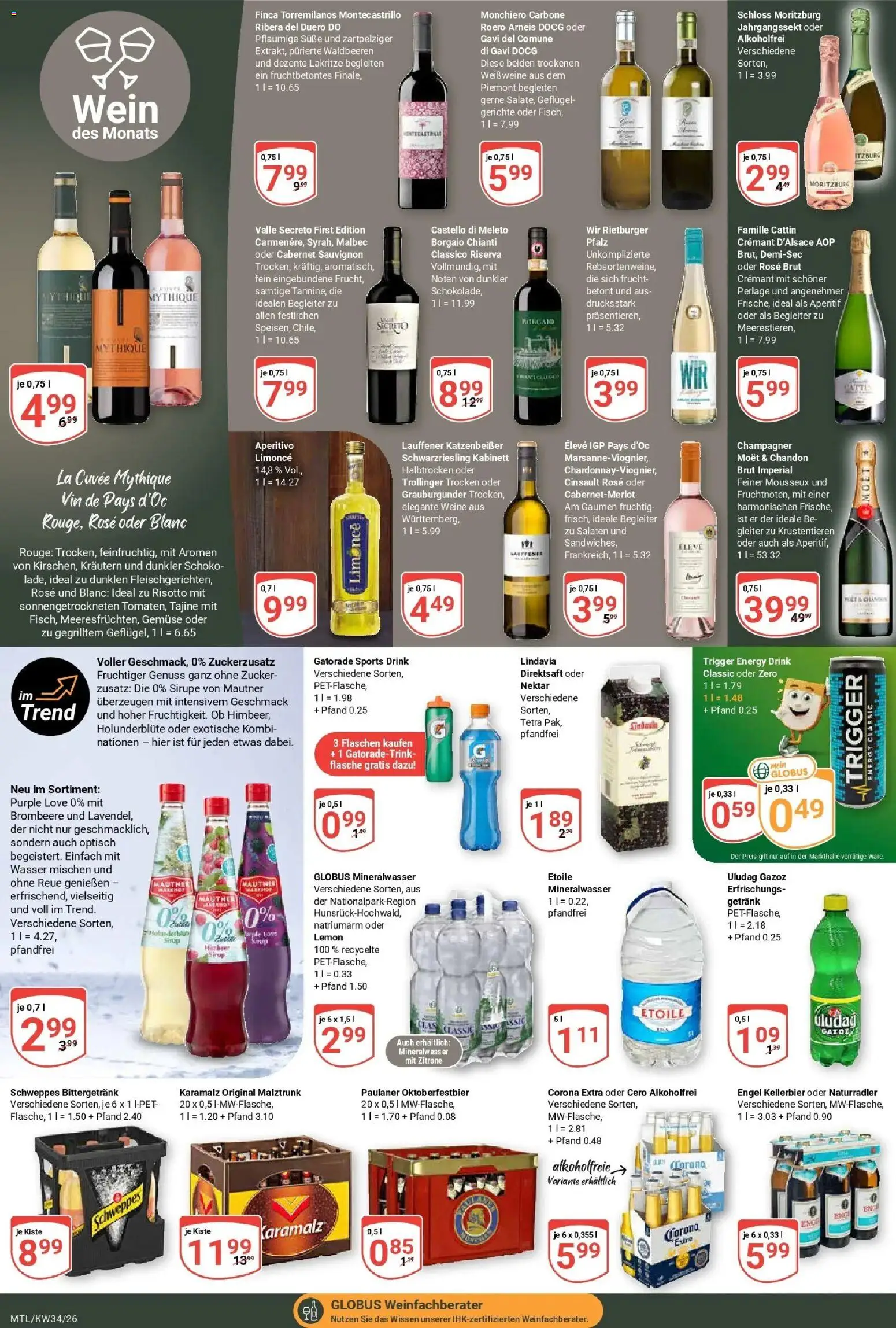Globus Prospekt Maintal-Dörnigheim (ab 17.08.2026) » Angebote online | Seite: 16 | Produkte: Energy, Schweppes, Mineralwasser, Wein