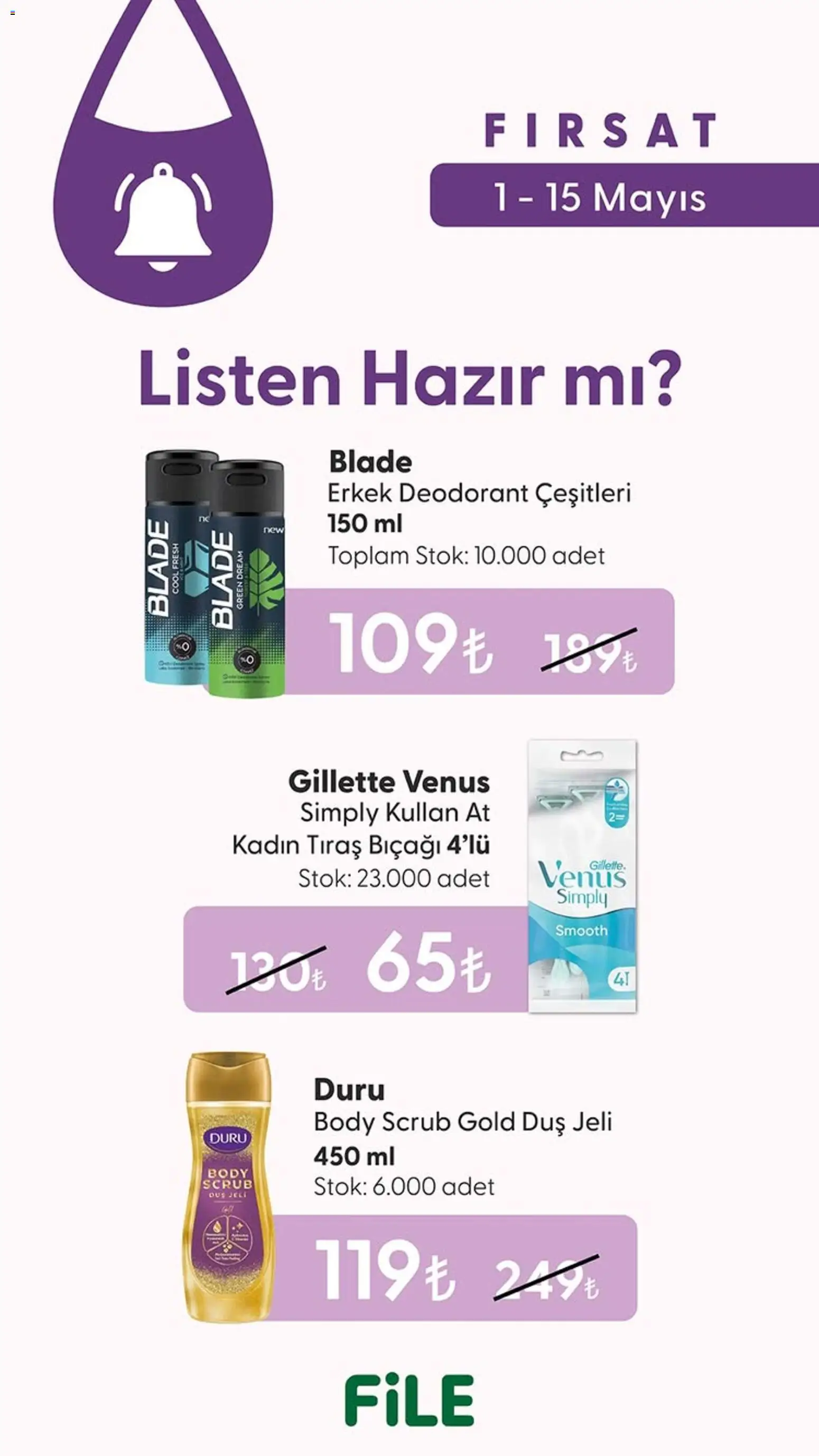 File Market Katalog - 01.05.2026 tarihinden itibaren geçerlidir | Sayfa: 3 | Ürünler: Duş, Duş jeli, Deodorant