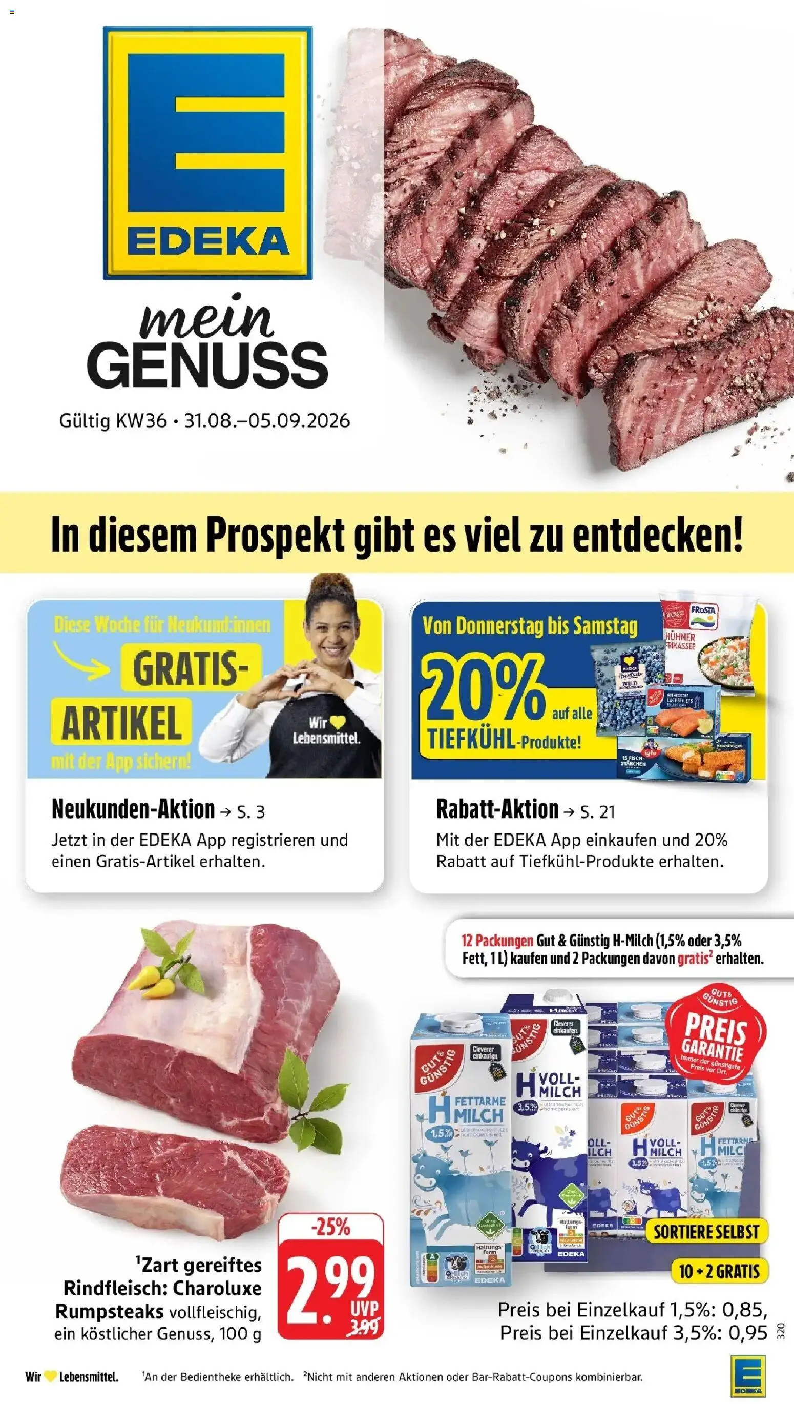 Edeka Prospekt Eppstein (ab 31.08.2026) » Angebote Online | Seite: 1 | Produkte: Milch, Frosta, Fisch, Rindfleisch