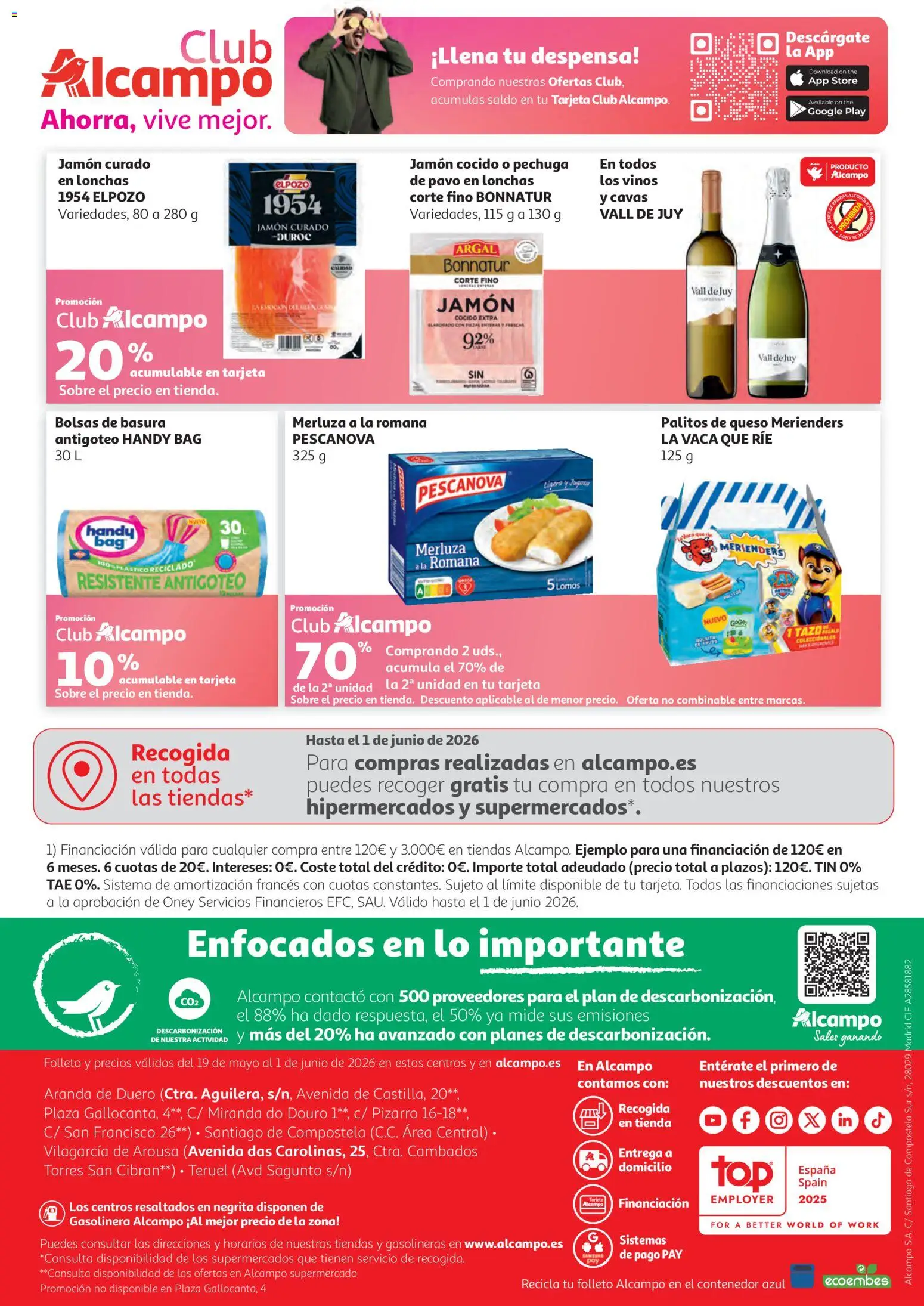 Alcampo Unico Nacional │ válido desde el 19.05.2026 | Página: 28 | Productos: Εσώρουχα μπραζίλιαν, Queso, Jamón, Jamón cocido