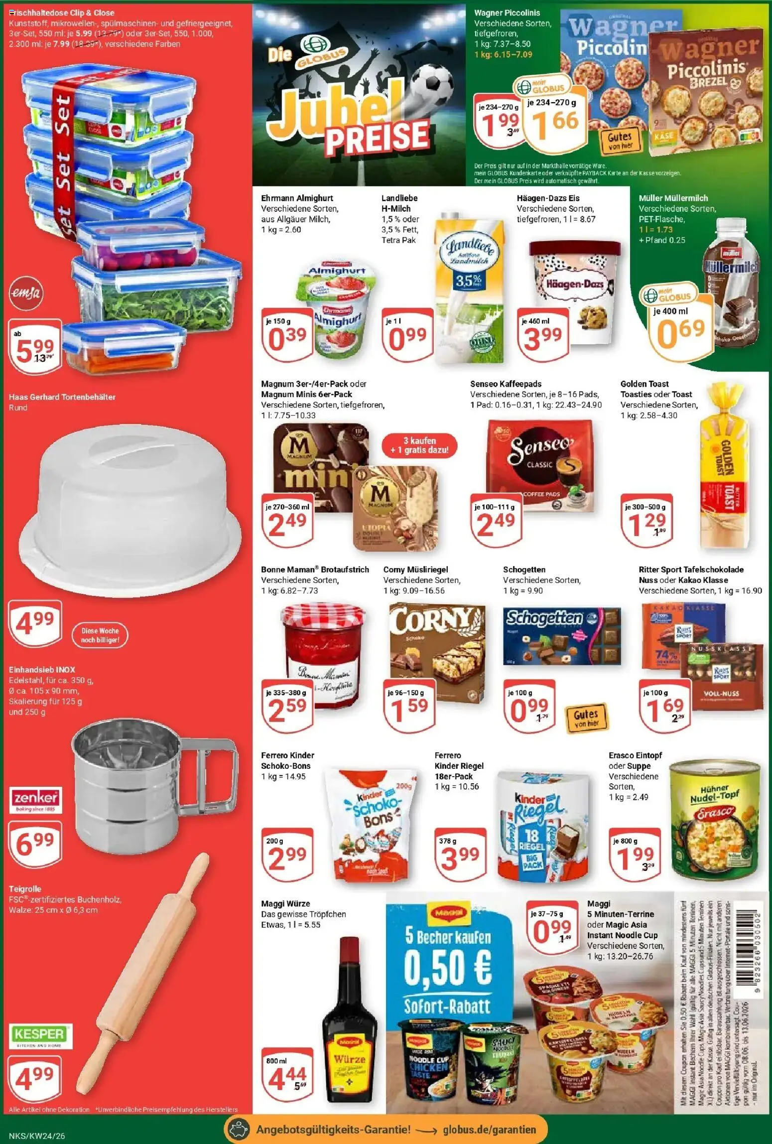 Globus Prospekt Neunkirchen – gültig ab 08.06.2026 | Seite: 5 | Produkte: Maggi, Kinder riegel, Piccolinis, Eis
