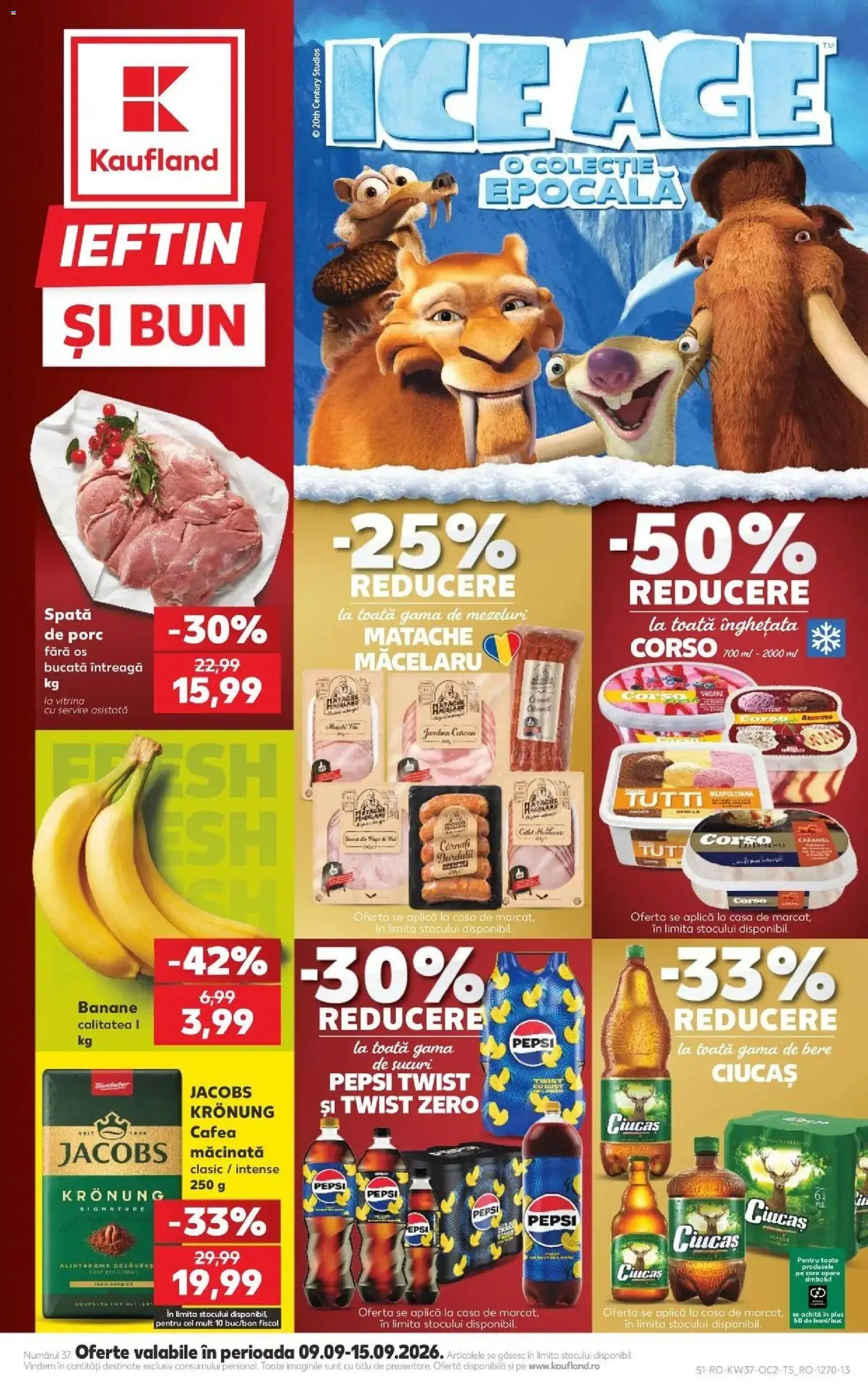 Kaufland Alba Iulia 09.09.2026 - Revista si Oferta | Pagină: 1 | Produse: Vitrină, Pepsi, Banane, Înghețată