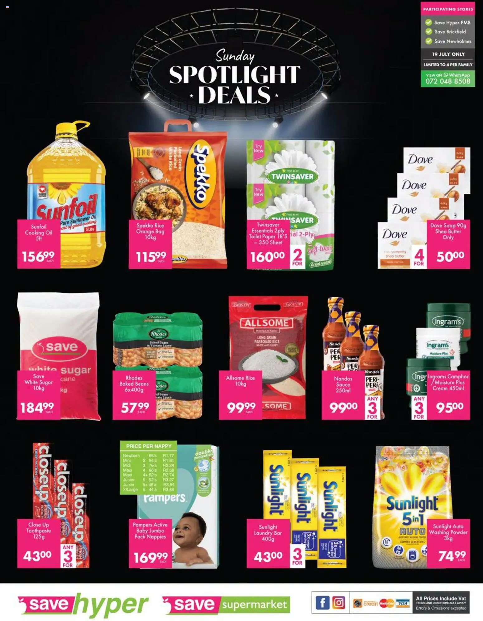 New Save catalogue – valid from 19/07/2026 | Page: 2 | Products: Beans, Rice, Toothpaste, Sugar