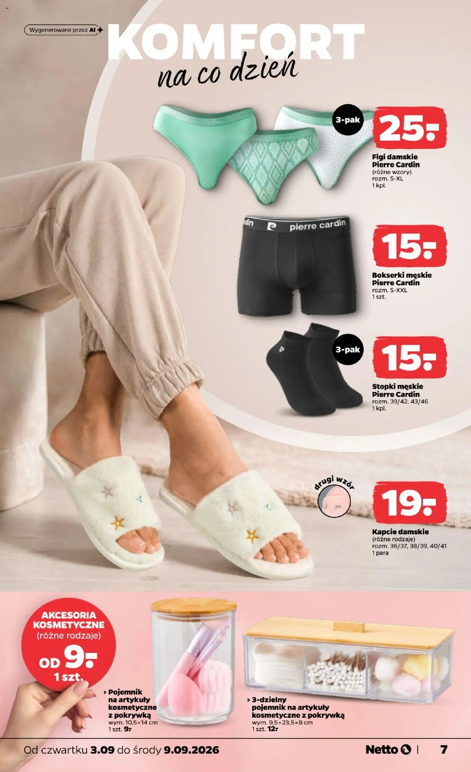 Netto gazetka od czwartku NonFood od 03.09.2026 | Strona: 7 | Produkty: Bokserki, Kapcie, Bokserki męskie, Figi