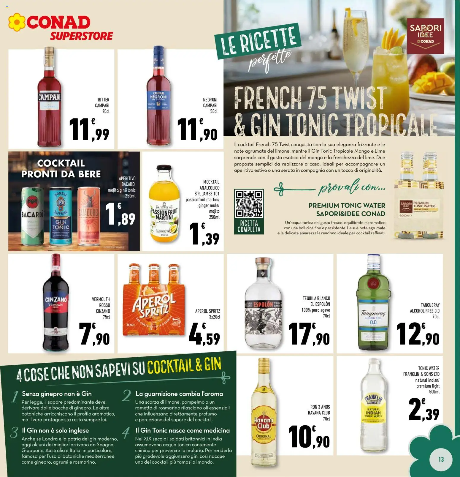 Volantino Conad del 12/08/2026 | Pagina: 13 | Prodotti: Mango, Agrumi, Cinzano, Aperitivo