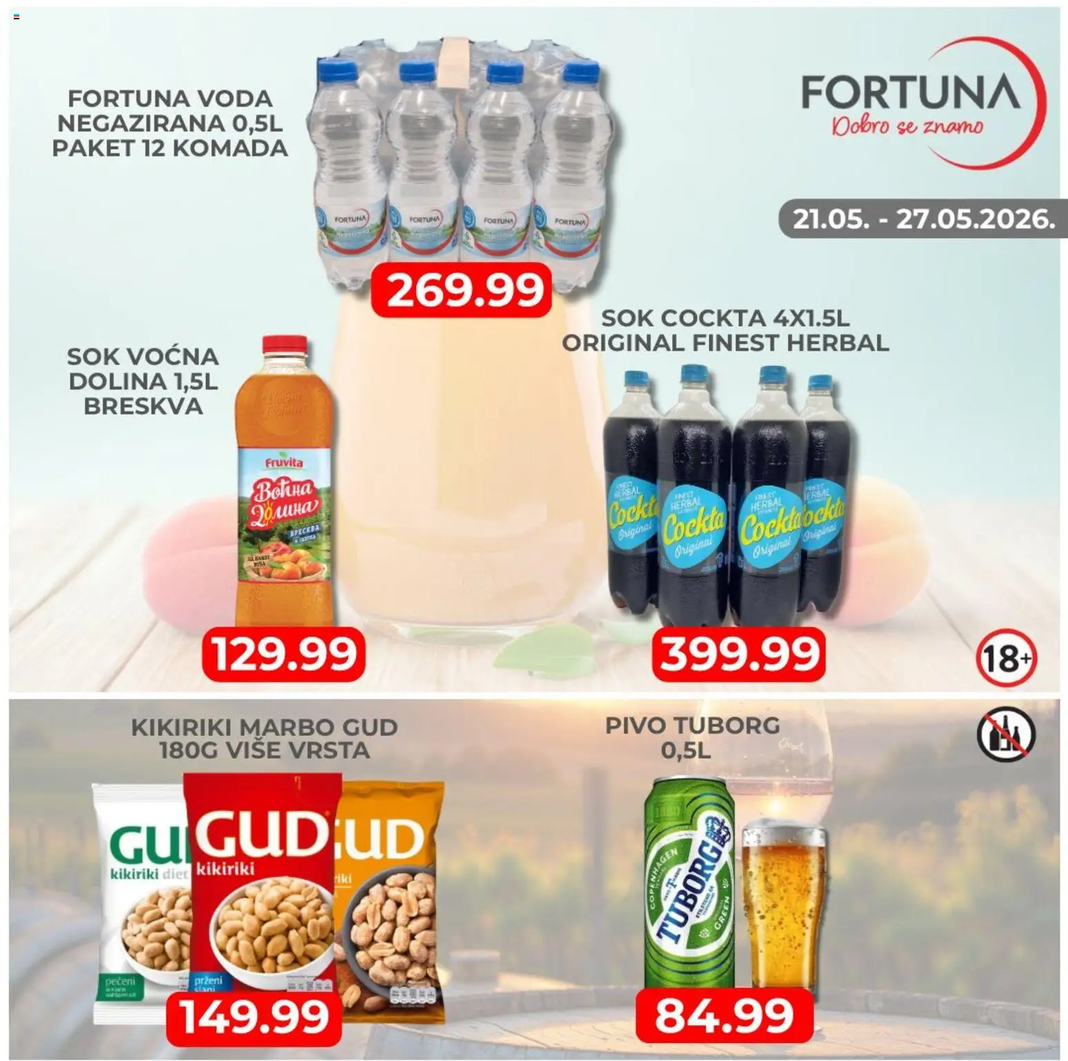 Fortuna Market katalog - važi od 21.05.2026 | Strana: 5 | Proizvode: Tuborg, Voda, Kikiriki, Sok