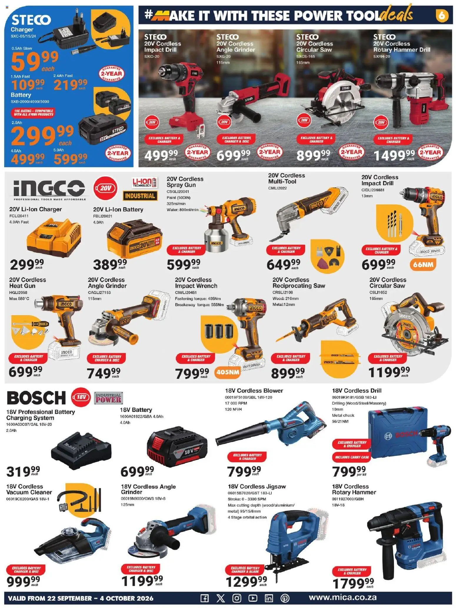 New MICA catalogue – valid from 22/09/2026 | Page: 6 | Products: Grinder, Wrench, Paint, Angle grinder