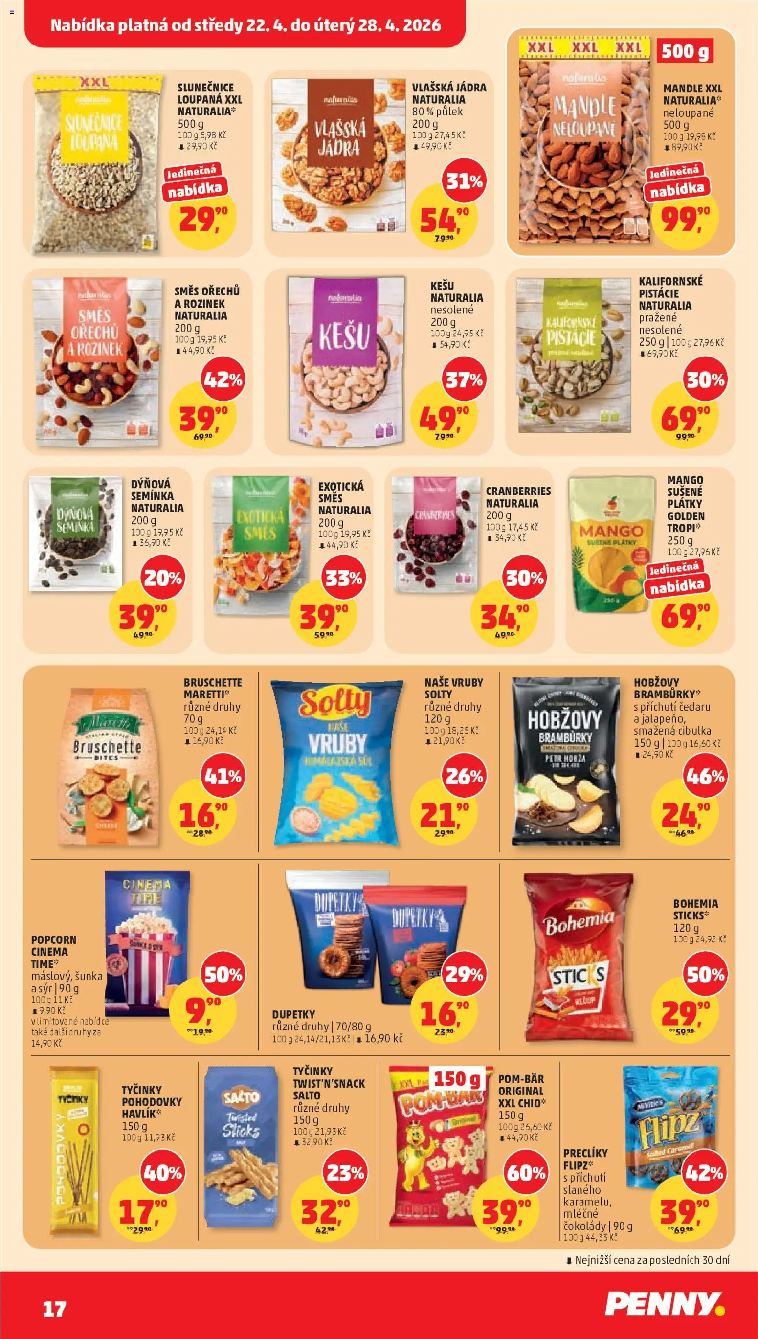 Penny Market leták od 22.04.2026 | Strana: 17 | Produkty: Kešu, Šunka, Směs ořechů, Dupetky