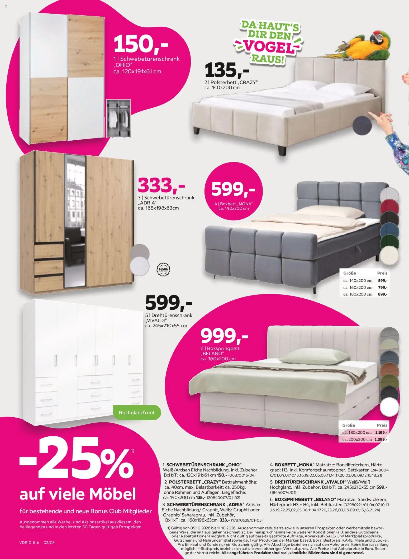 Mömax Prospekt – gültig ab 05.10.2026 | Seite: 2 | Produkte: Miele, Schwebetürenschrank, Boxspringbett, Polsterbett