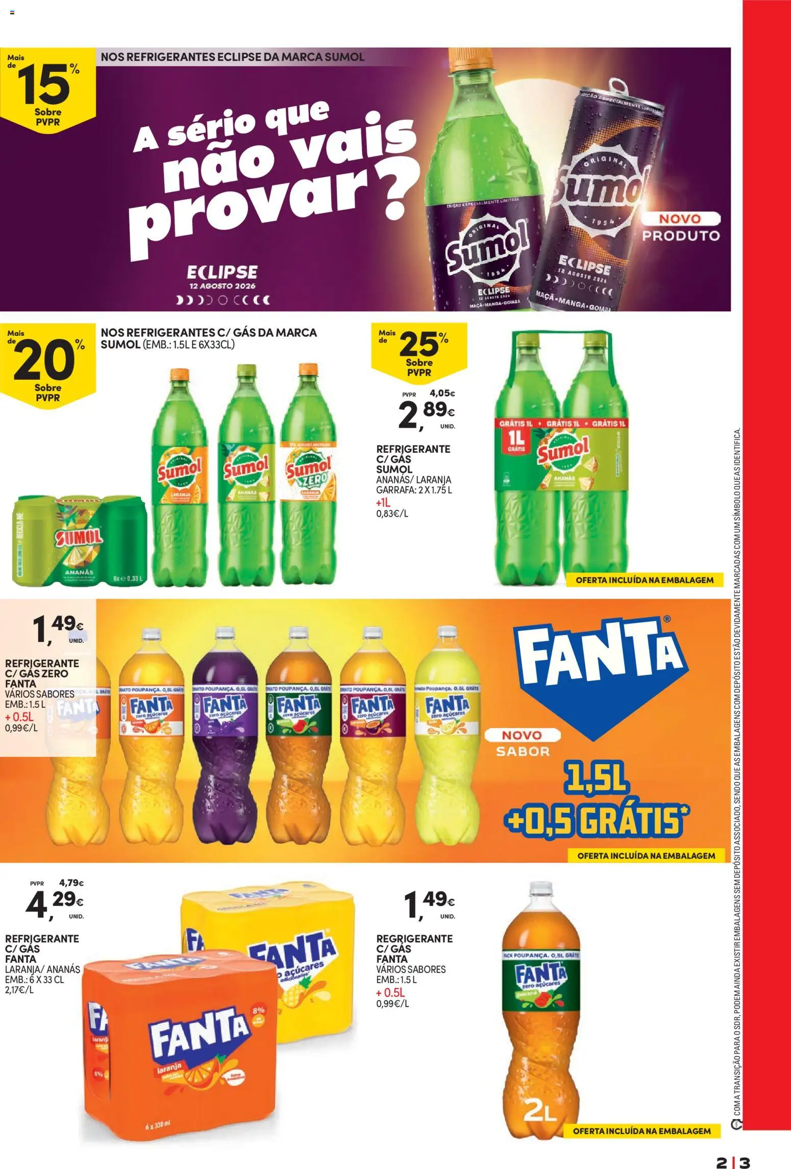 Continente Bebidas Refrescantes e Gelados │ válido de 23/06/2026 | Página: 3 | Produtos: Refrigerante, Fanta