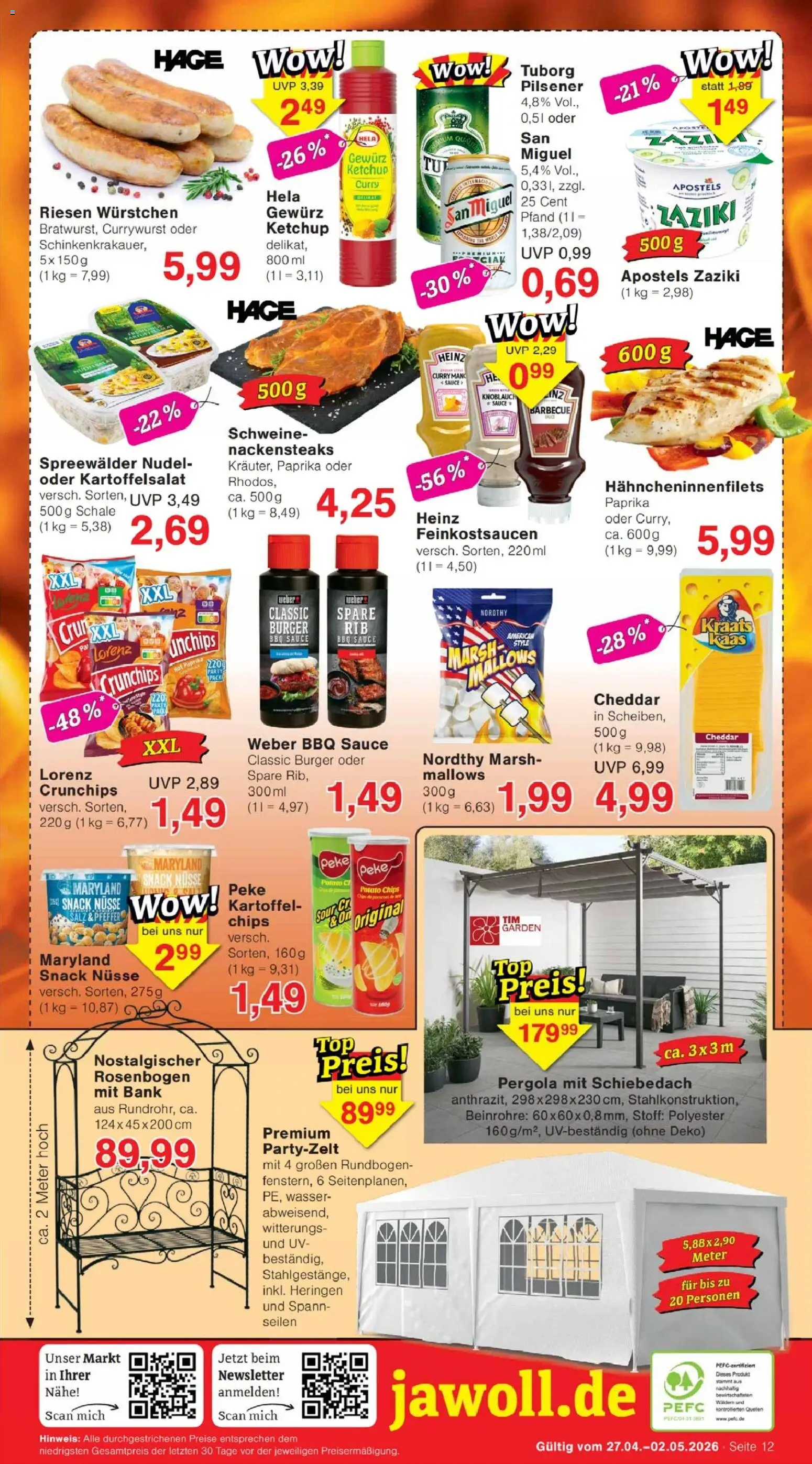 Jawoll Prospekt – gültig ab 27.04.2026 | Seite: 16 | Produkte: Nackensteaks, Burger, Pfeffer, Nüsse
