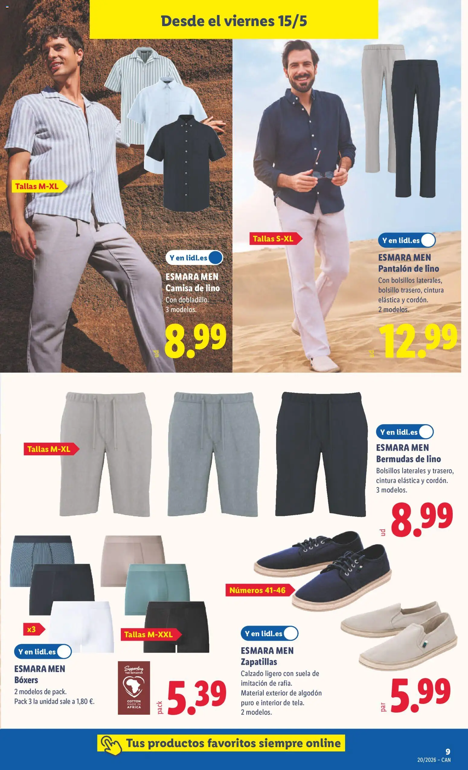 Lidl folleto de bazar │ válido desde el 11.05.2026 | Página: 29 | Productos: Camisa, Bermudas, Boxers, Zapatillas
