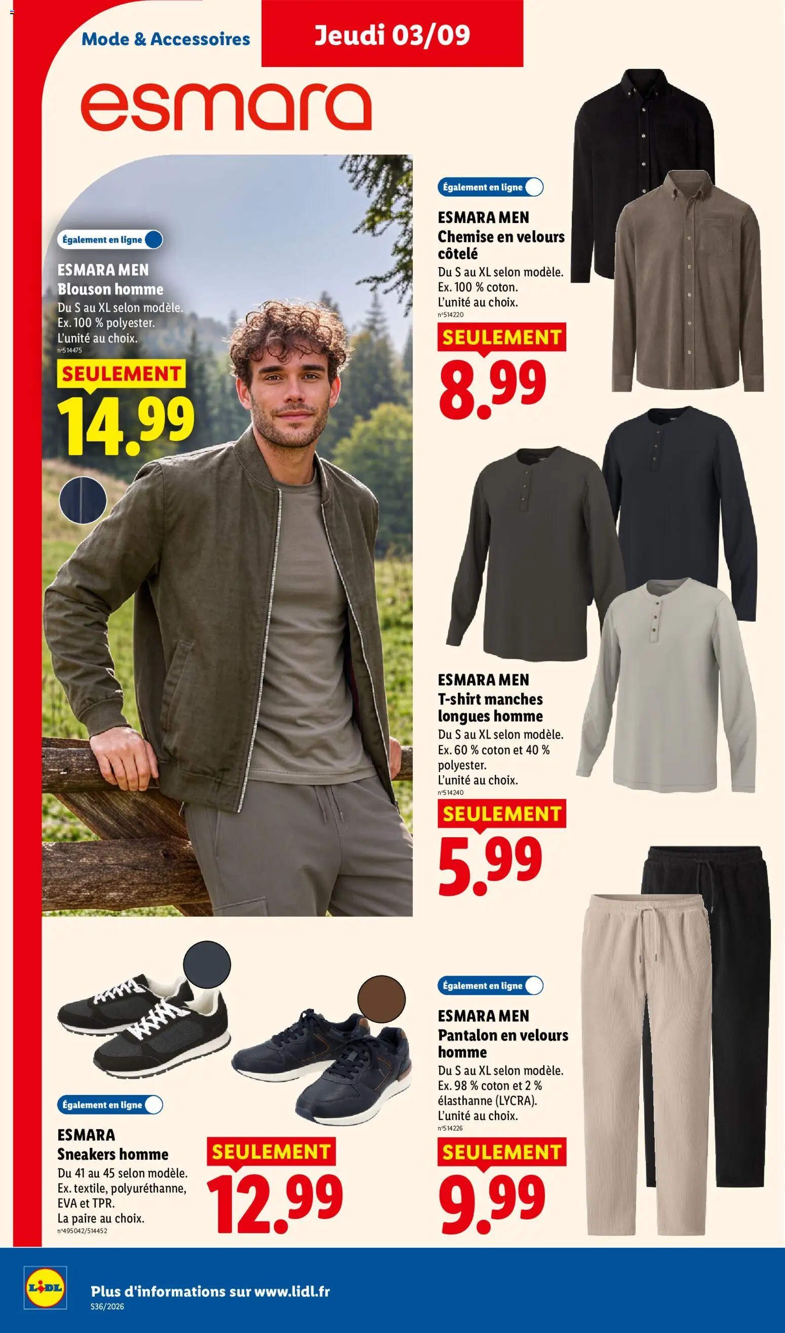 {H1} | Page: 44 | Produits: Coton, T-shirt manches longues homme, Blouson homme, Chemise