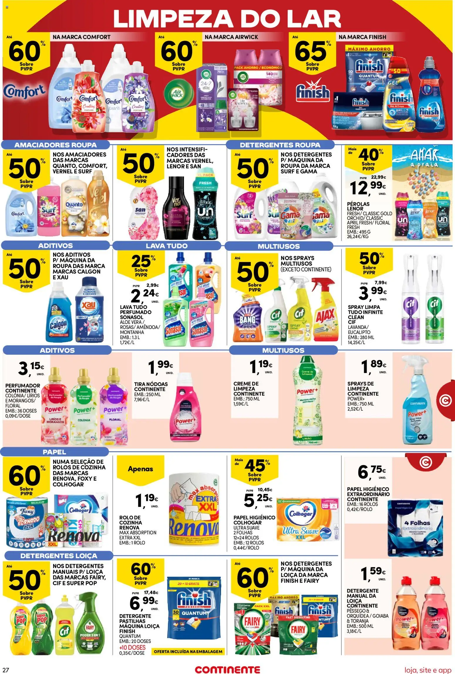Continente Semanal Continente Bom Dia │ válido de 28/07/2026 | Página: 27 | Produtos: Papel higiénico, Detergente, Creme
