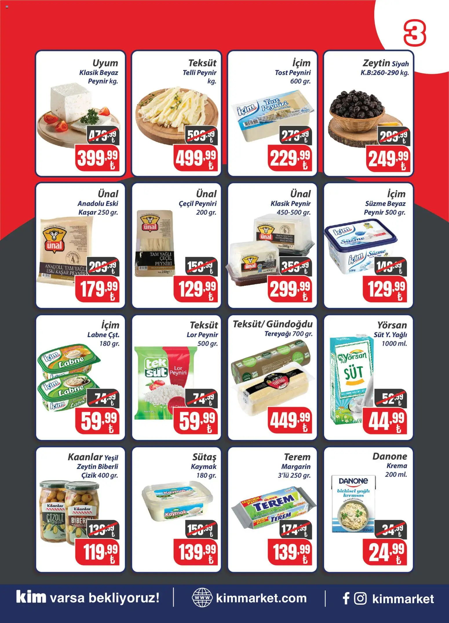 Kim Market Katalog - Marmara Insert - 07 Ağustos 2026 tarihinden itibaren geçerlidir | Sayfa: 3 | Ürünler: Süt, Peynir, Krema, Zeytin