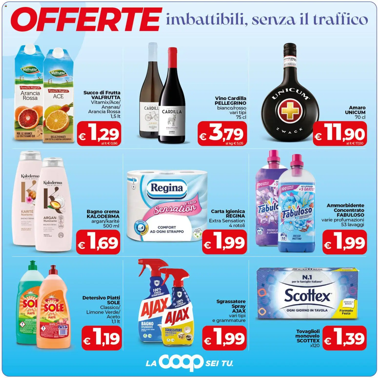 Volantino COOP del 07.04.2026 | Pagina: 3 | Prodotti: Carta igienica, Succo, Ammorbidente, Frutta