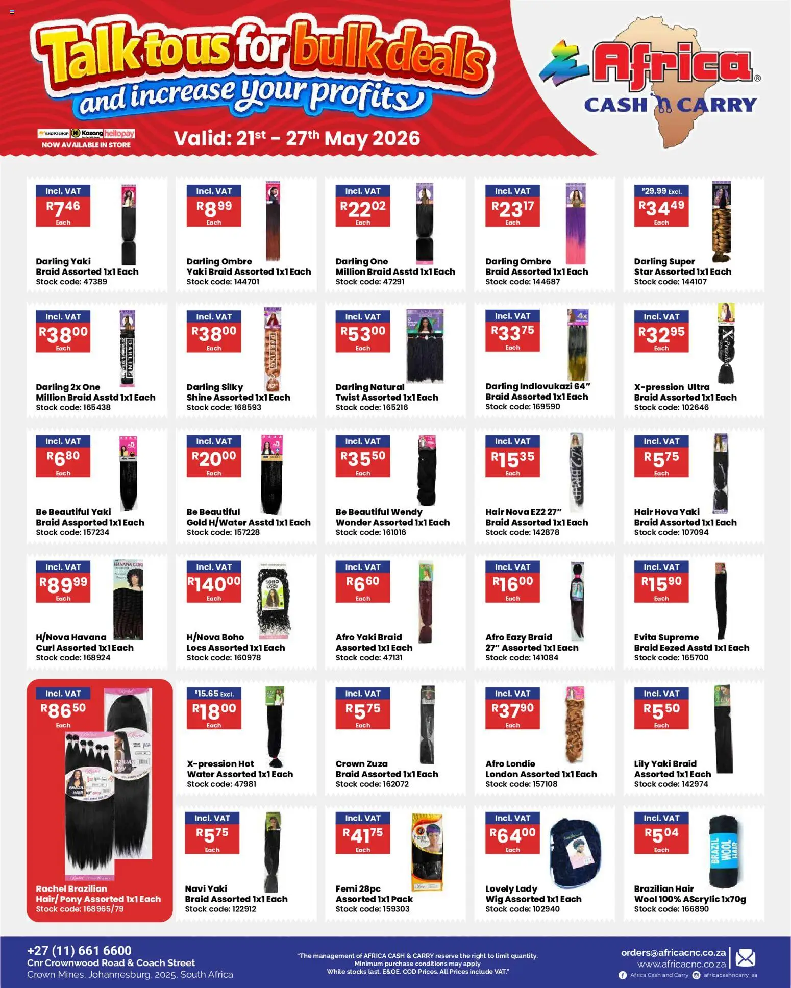 New Africa Cash & Carry catalogue – valid from 21.05.2026 | Page: 28 | Products: Stock, Water