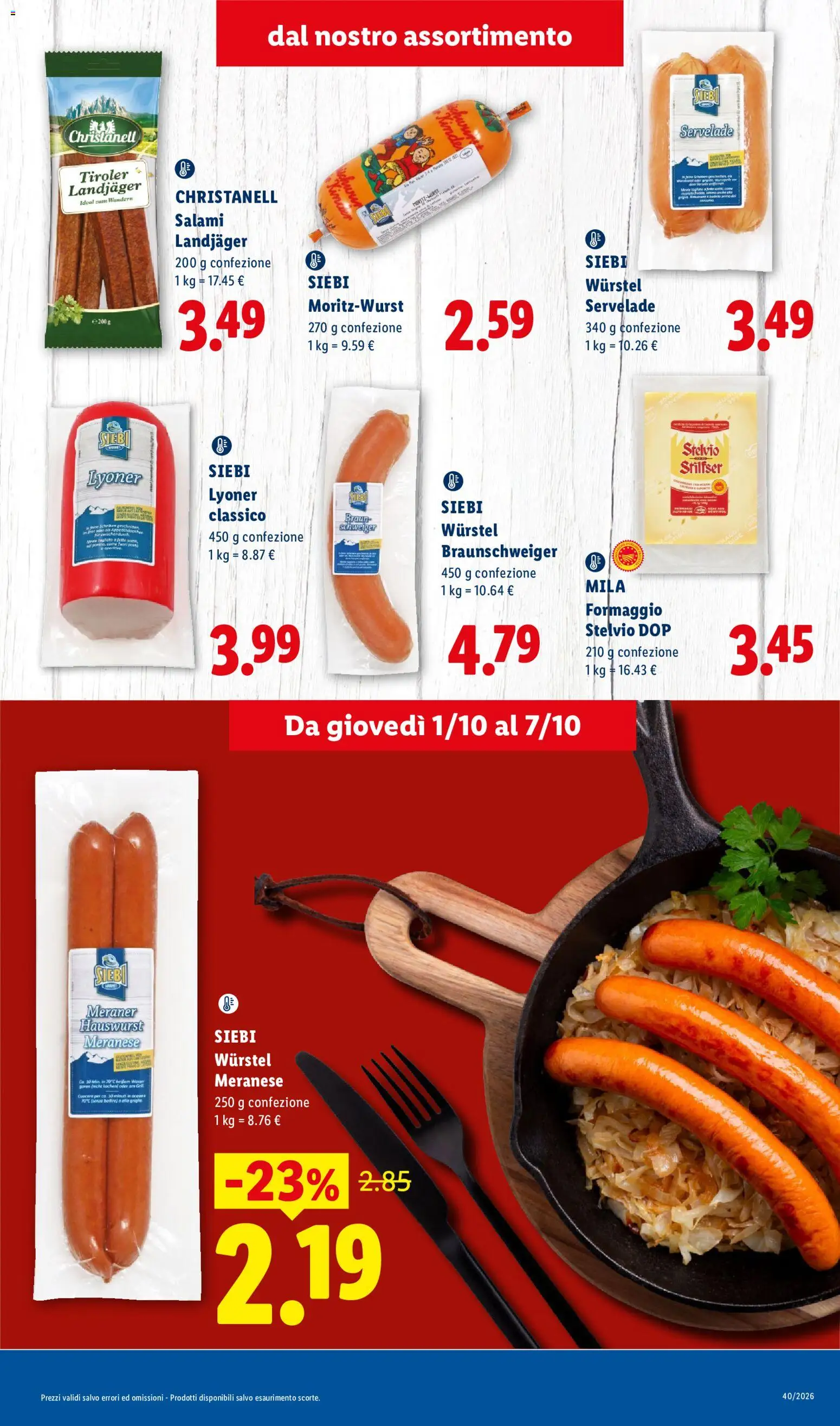 Volantino Lidl del 01/10/2026 | Pagina: 3 | Prodotti: Formaggio, Wurstel
