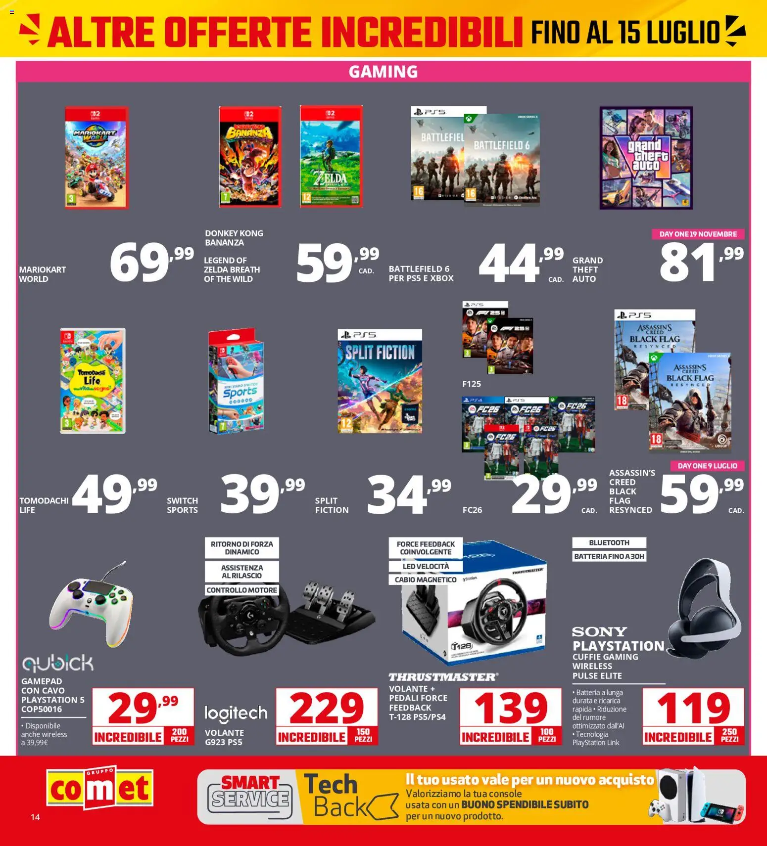 Volantino Comet del 13/07/2026 | Pagina: 14 | Prodotti: Cuffie, Playstation, Xbox, Batteria
