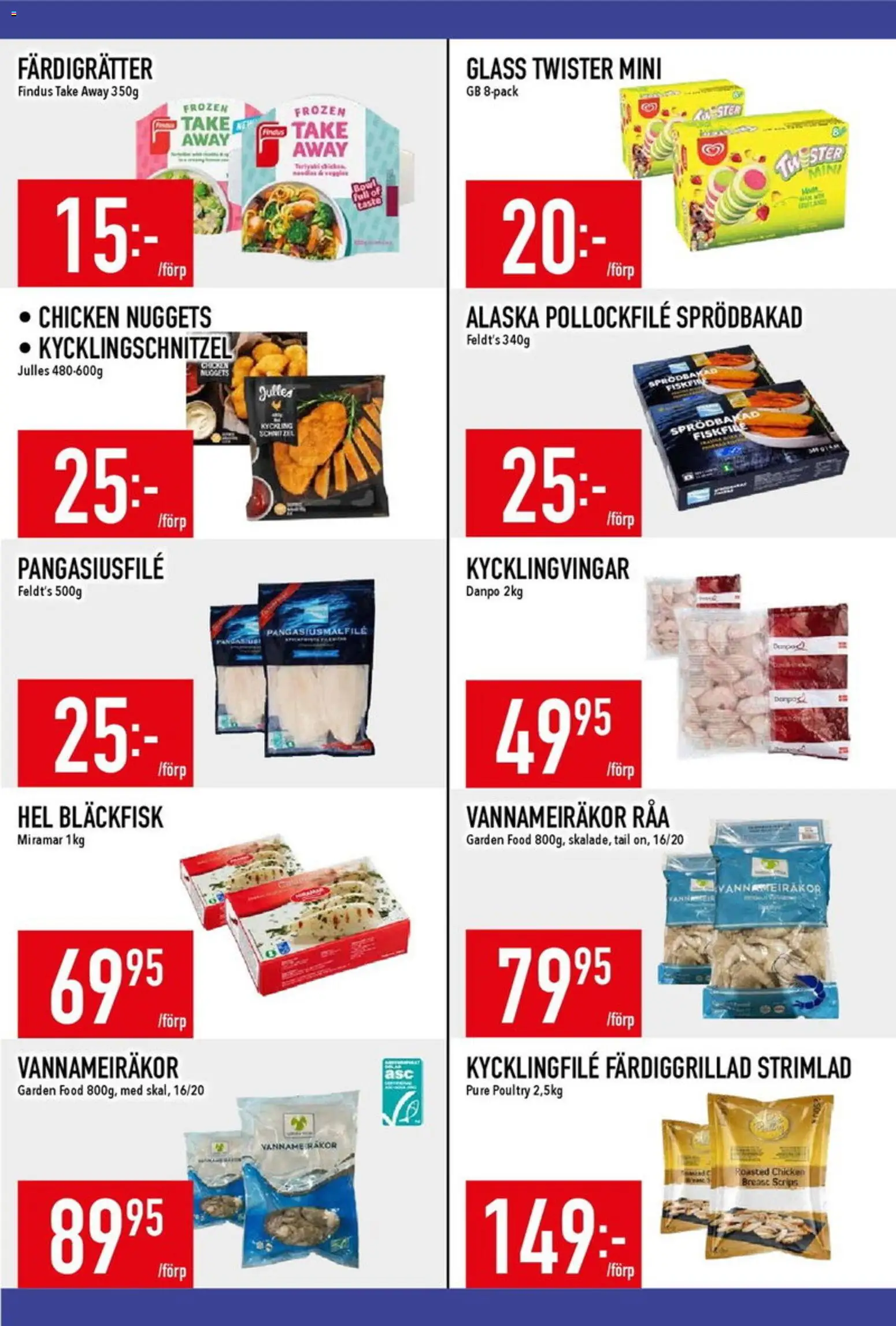 Matdax reklamblad aktuell från 20/07/2026 | Sida: 6 | Produkter: Kycklingfile, Räkor, Glass