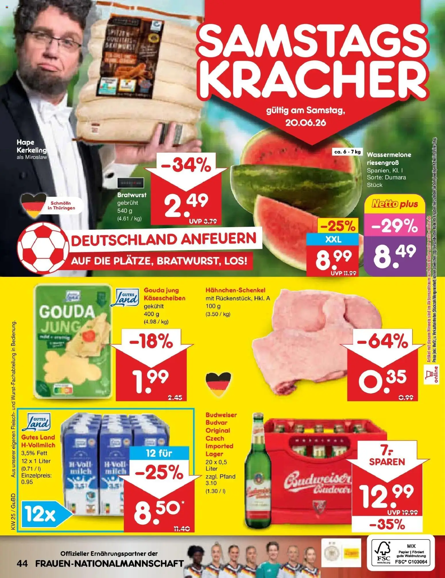 Netto Marken-Discount Prospekt Augustusburg – gültig ab 14.06.2026 | Seite: 56 | Produkte: Milch, Gouda, Bratwurst, Wassermelone