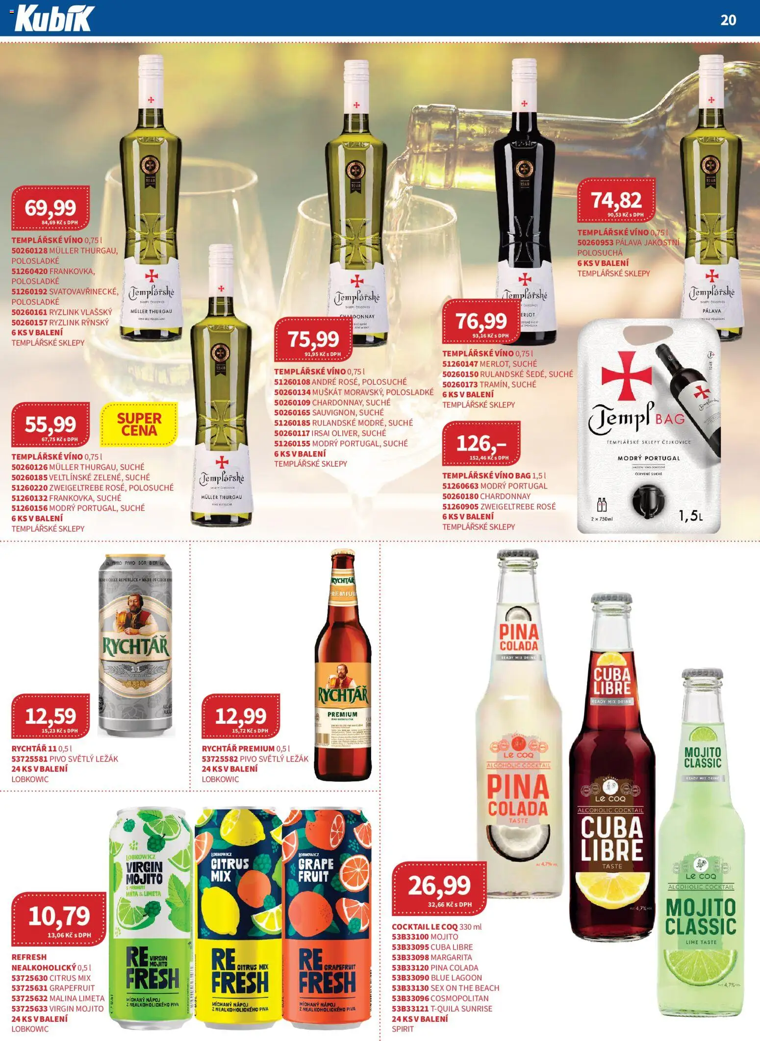Kubík leták - Velkoobchod 08/2026 od 01.10.2026 | Strana: 20 | Produkty: Víno, Grapefruit, Piña colada, Mojito