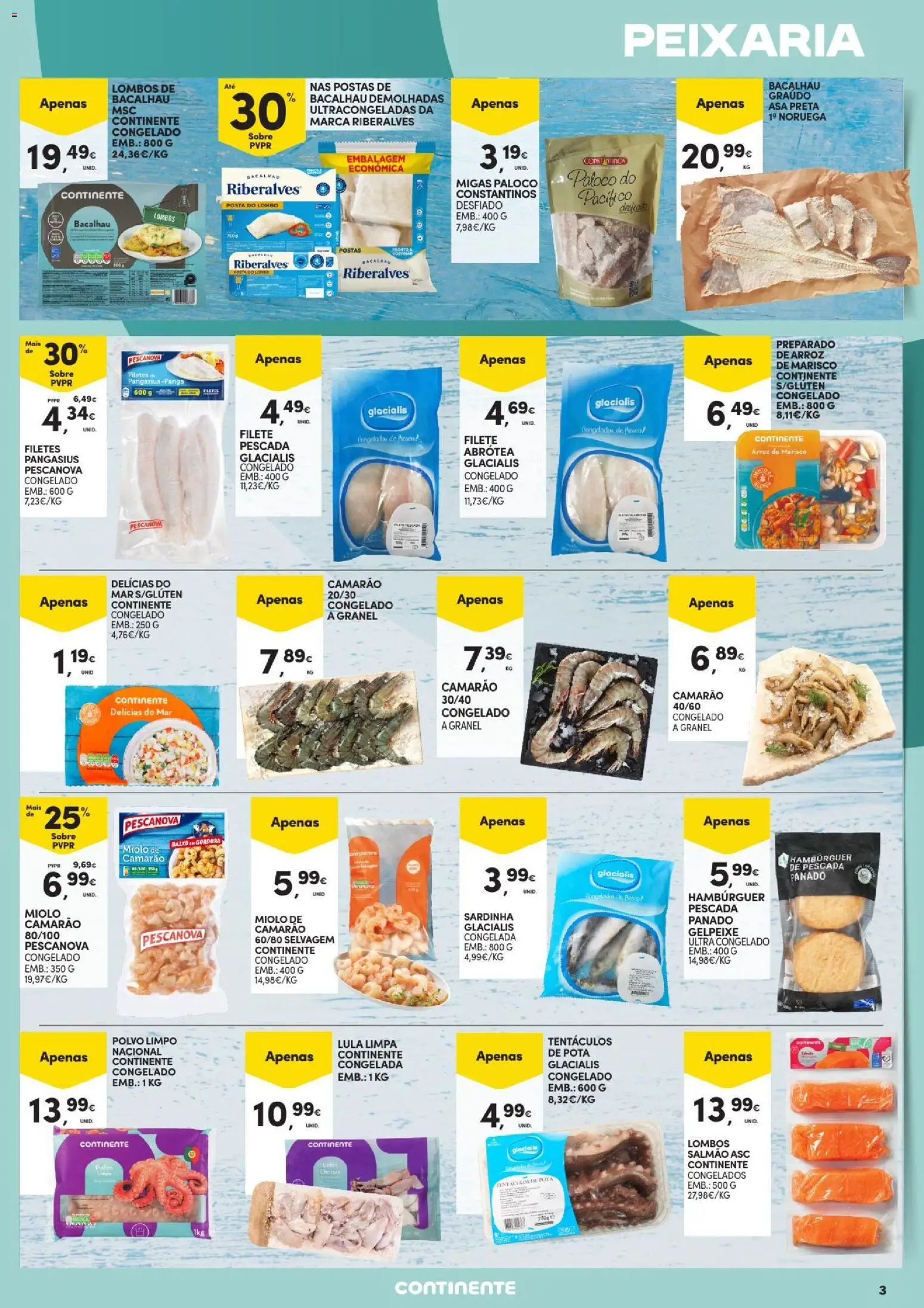 Continente Açores │ válido de 03/09/2026 | Página: 3 | Produtos: Bacalhau, Pescada, Polvo, Arroz
