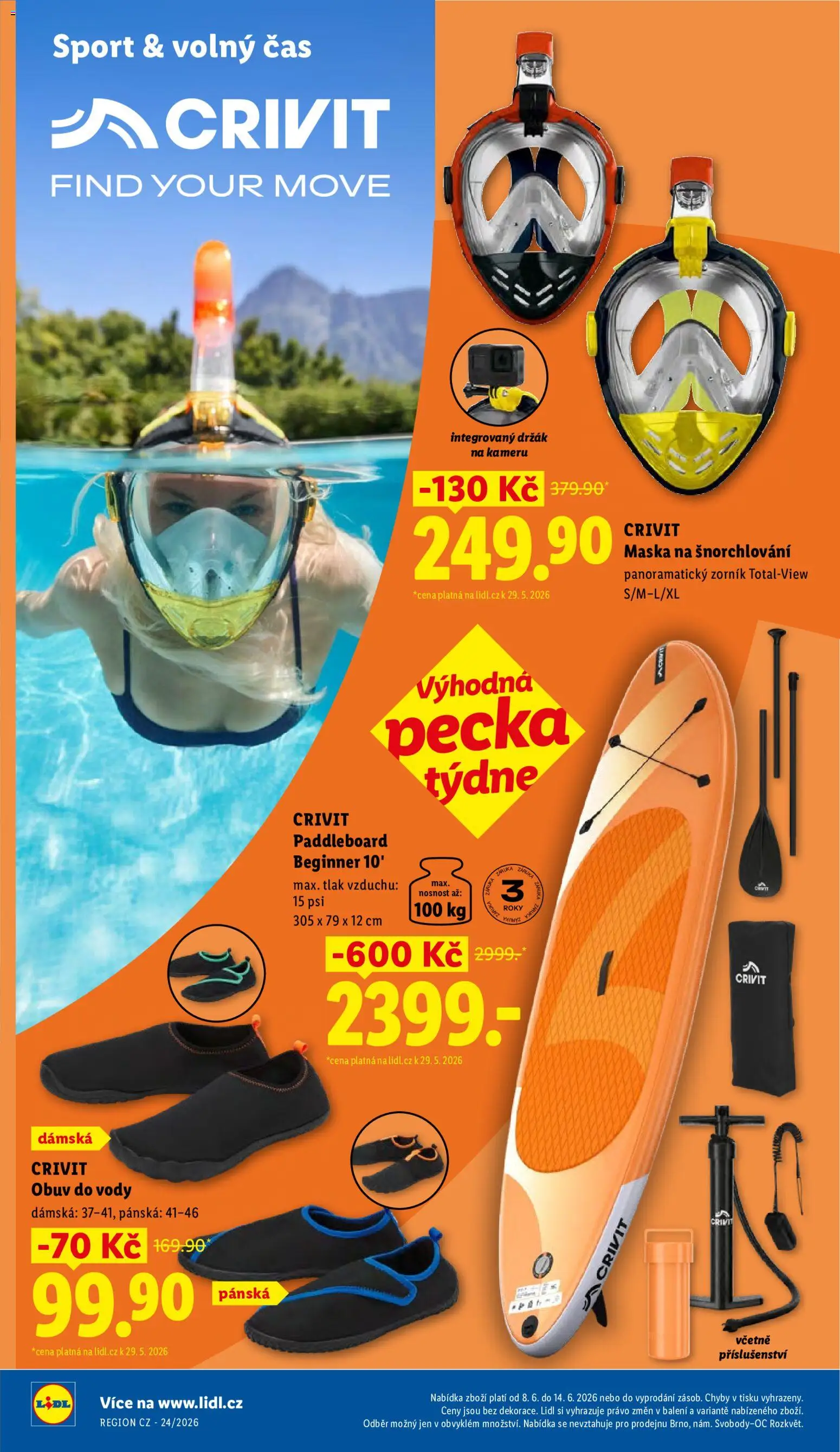 Lidl leták od 08.06.2026 | Strana: 40 | Produkty: Obuv, Paddleboard, Maska