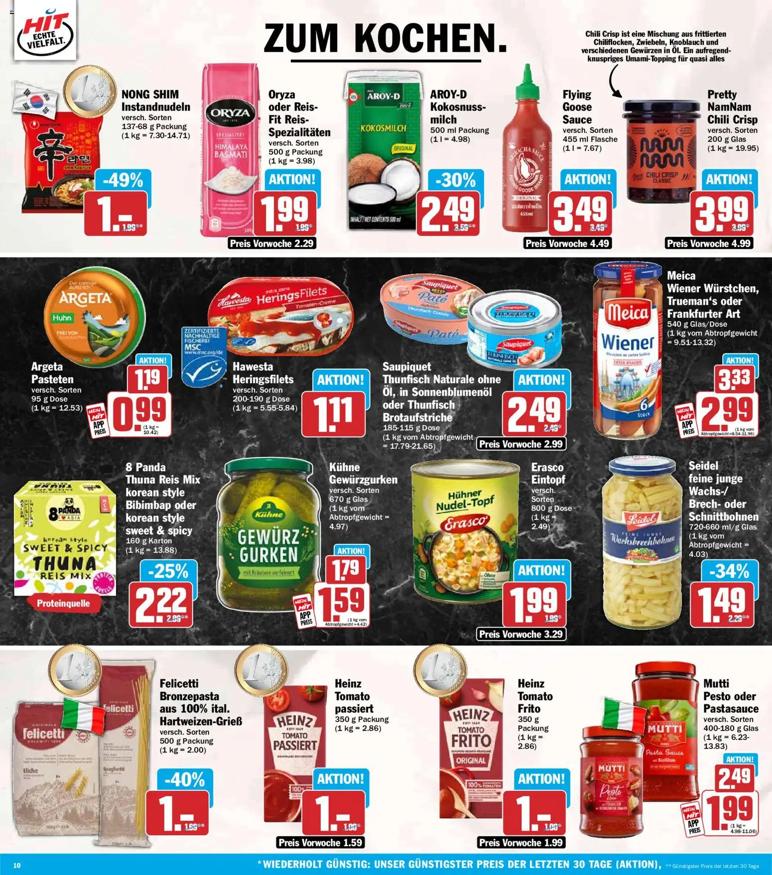 HIT Prospekt – gültig ab 17.08.2026 | Seite: 10 | Produkte: Milch, Knoblauch, Reis, Erasco