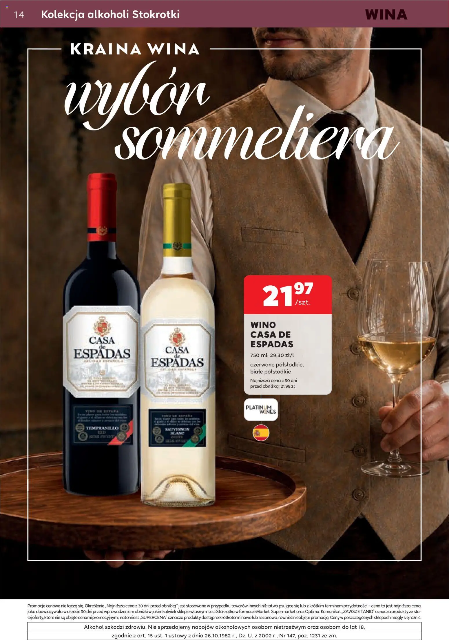 Stokrotka gazetka - Oferta alkoholowa od 29.10.2026 | Strona: 14 | Produkty: Stokrotka, Wino, Alkohol