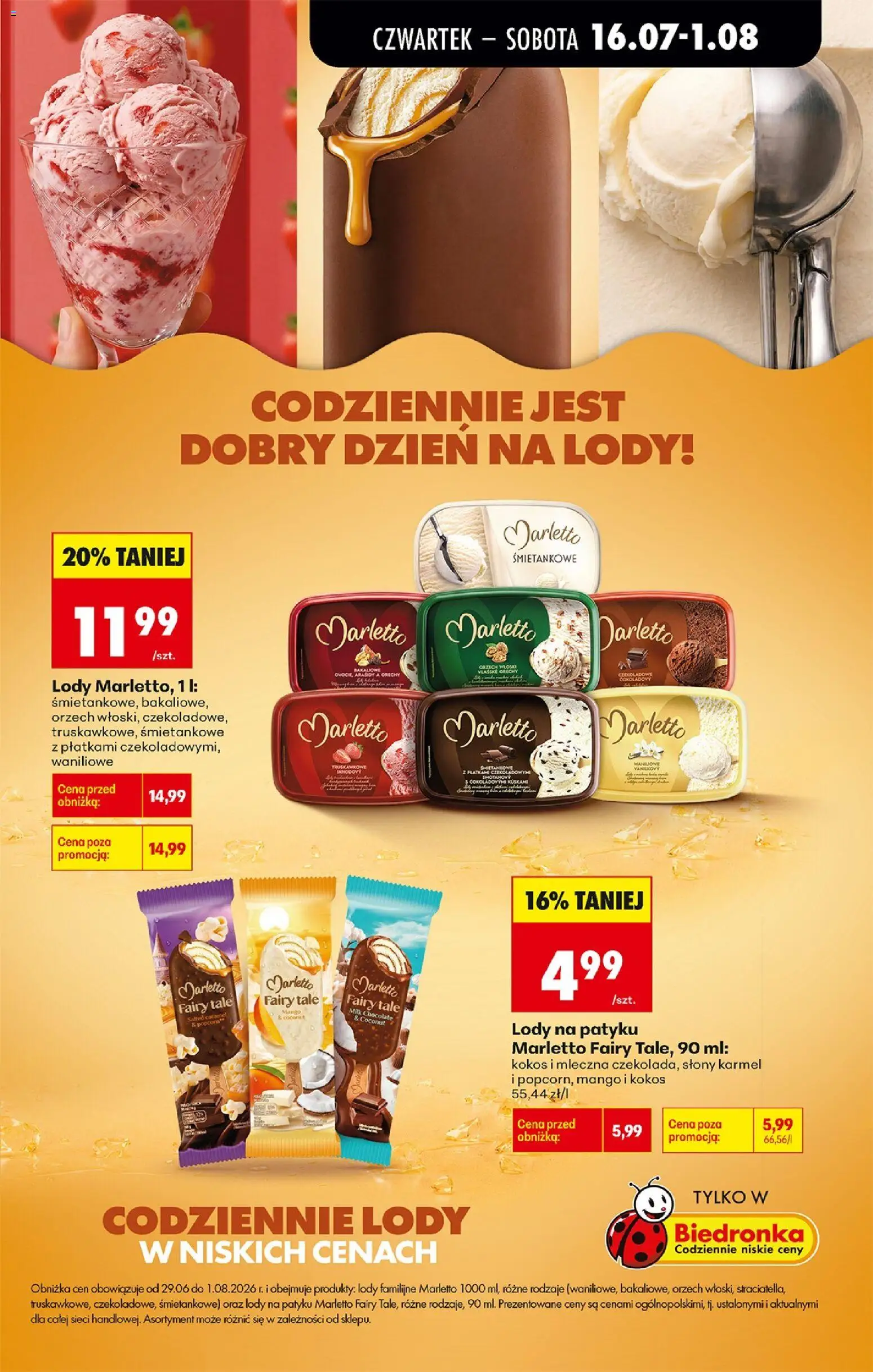 Biedronka gazetka od czwartku od 16.07.2026 | Strona: 21 | Produkty: Mango, Lody na patyku, Fairy, Lody