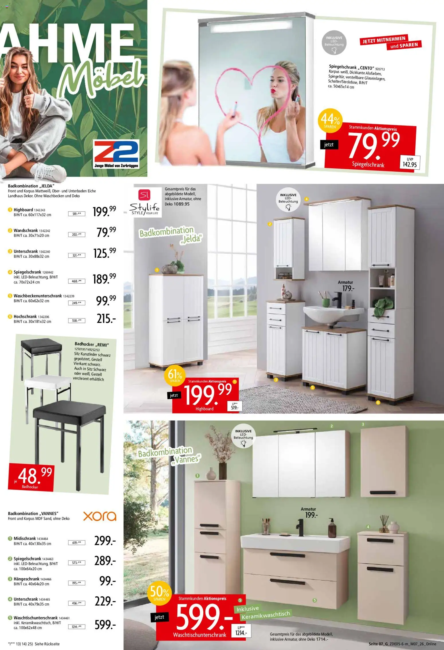 Zurbrüggen Z2 Mitnahme Möbel – gültig ab 16.05.2026 | Seite: 25 | Produkte: HIghboard, Waschbecken, Unterschrank, Midischrank