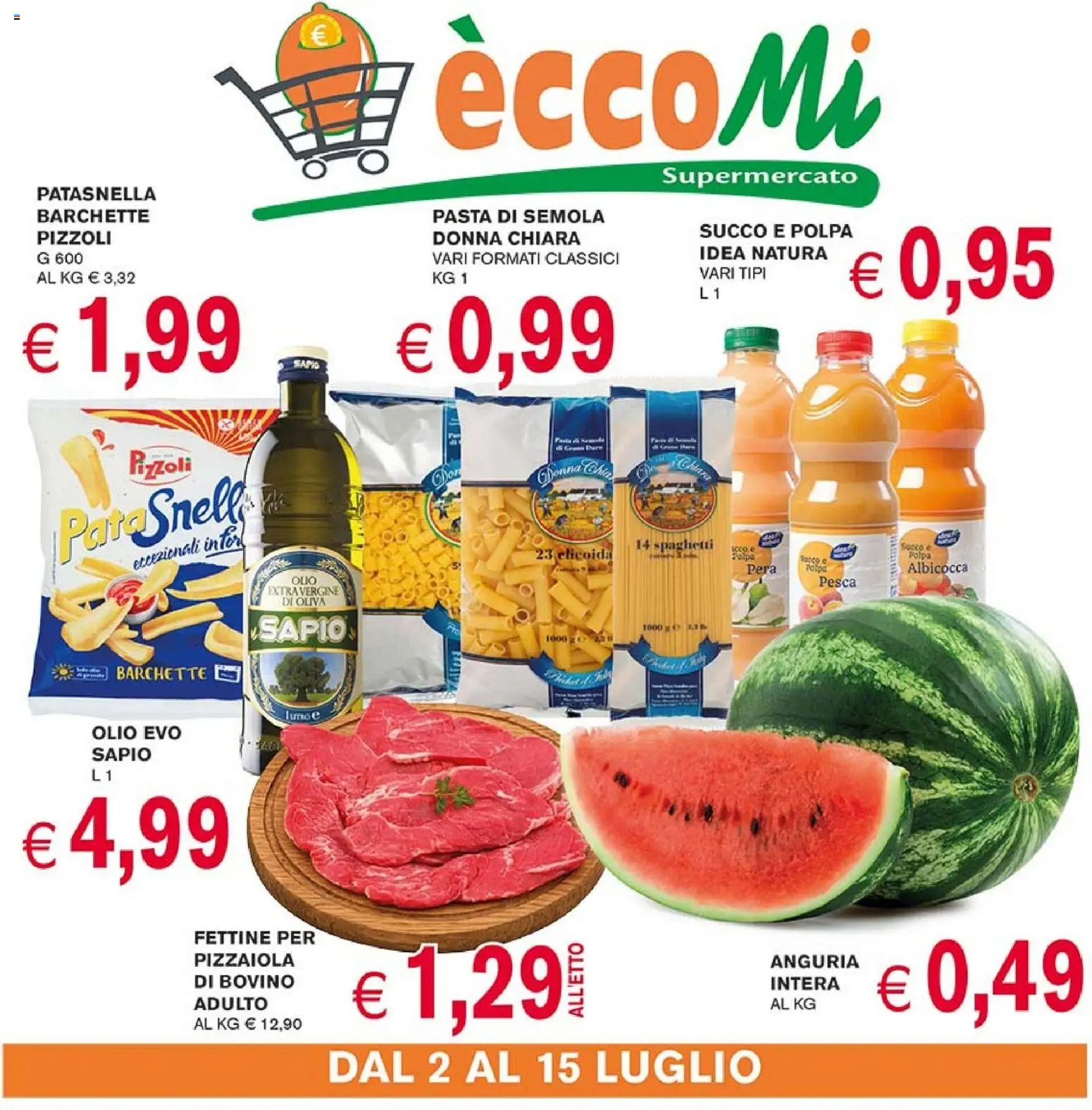 Volantino Coal del 02/07/2026 | Pagina: 1 | Prodotti: Bovino, Olio, Pasta, Anguria