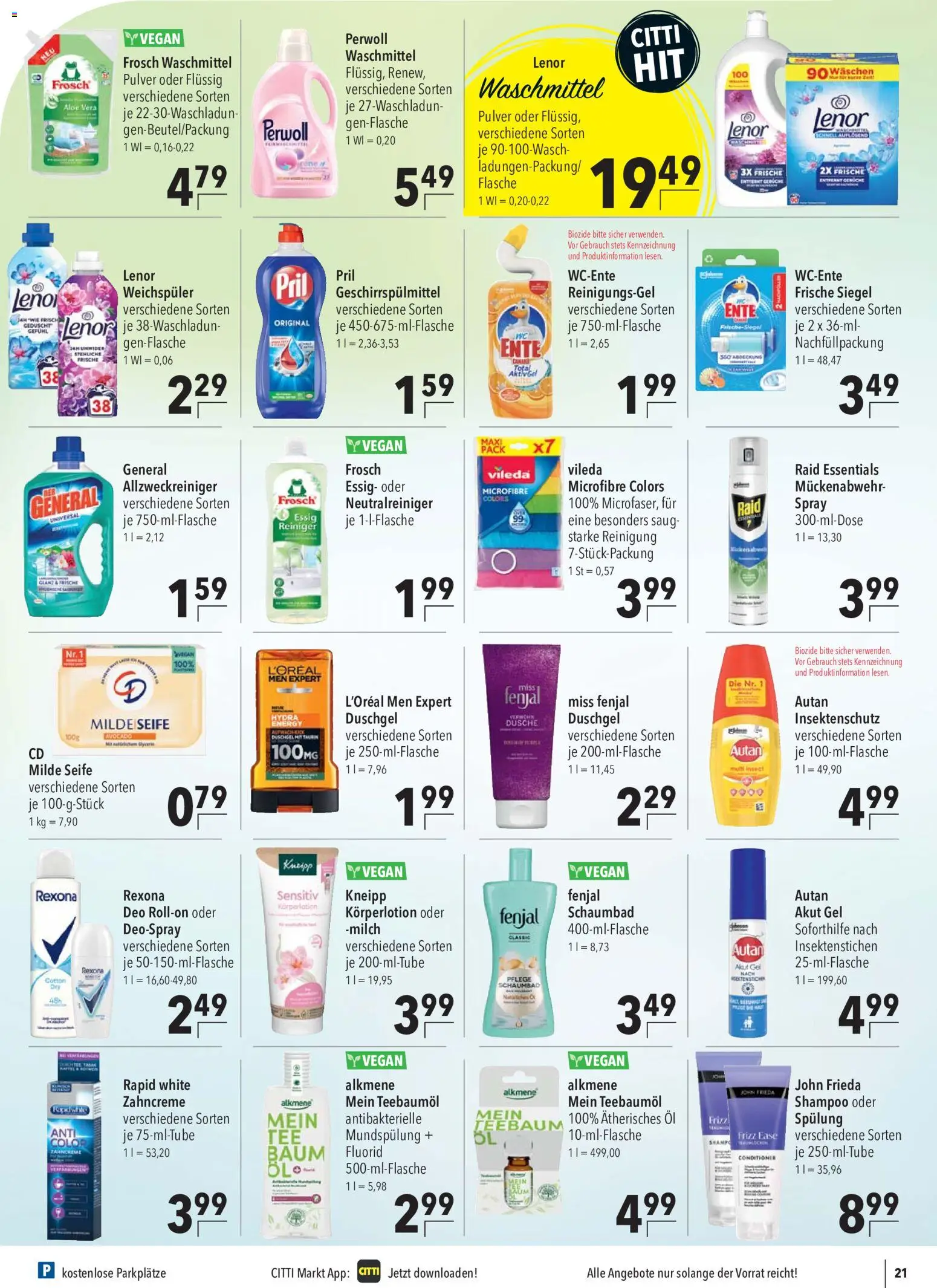 CITTI Markt Prospekt – gültig ab 27.05.2026 | Seite: 21 | Produkte: Essig, Shampoo, Seife, Deospray